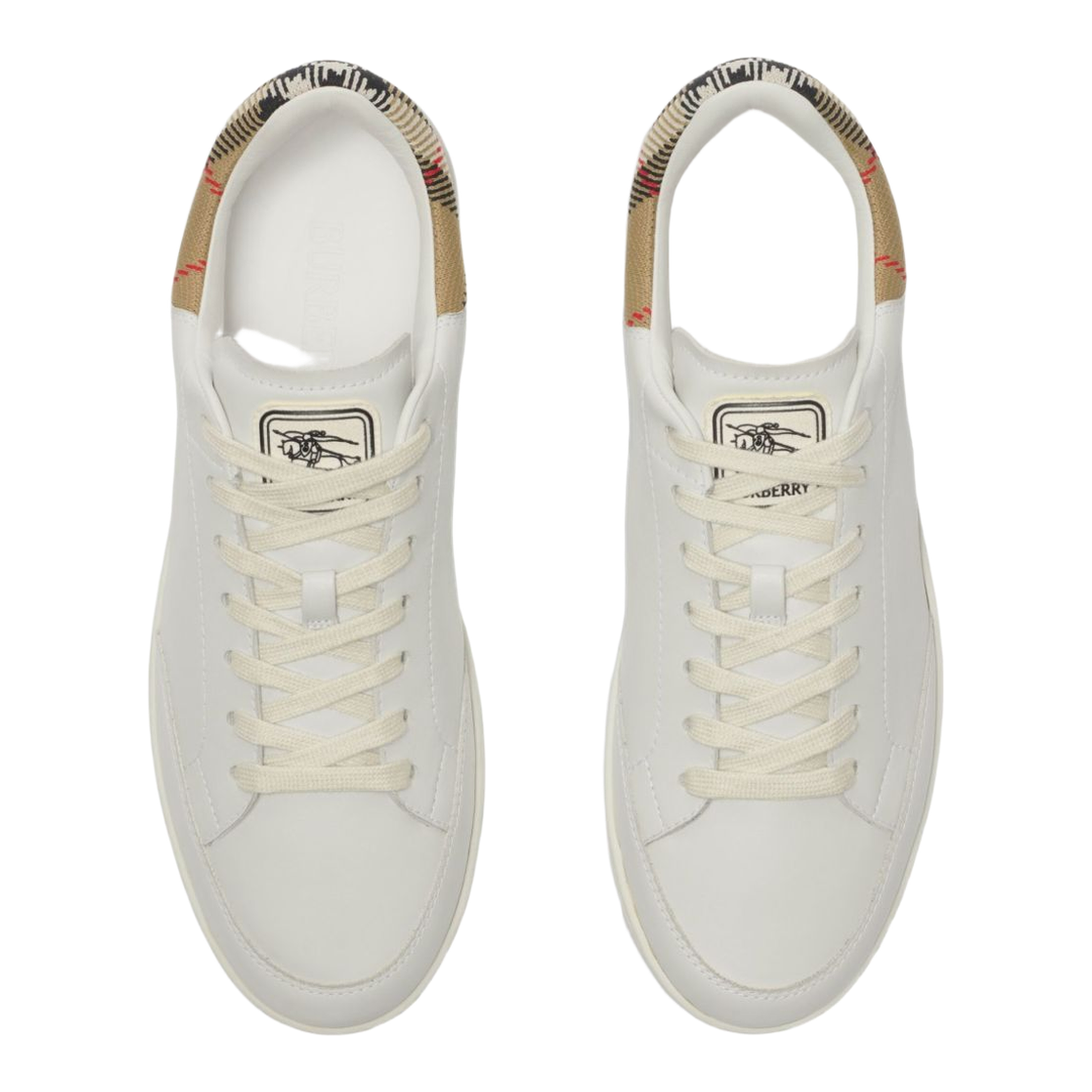 Checked Heel Leather Low-Top Sneakers - Image 4
