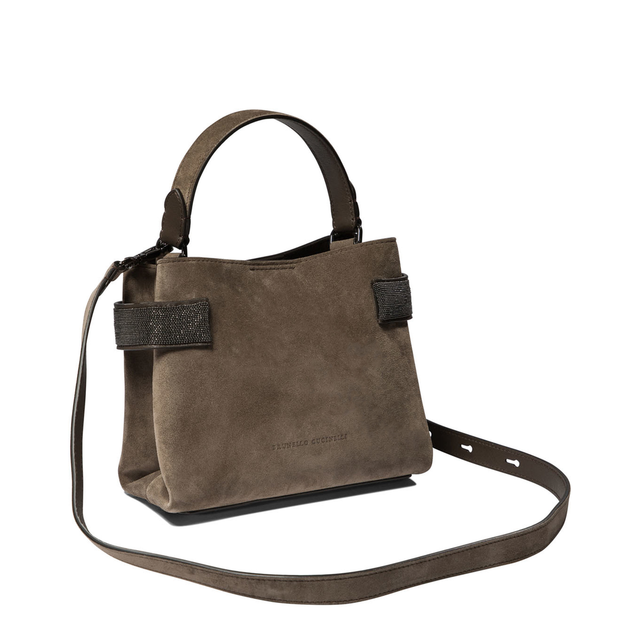 Suede Handbag Dark Brown - Image 2