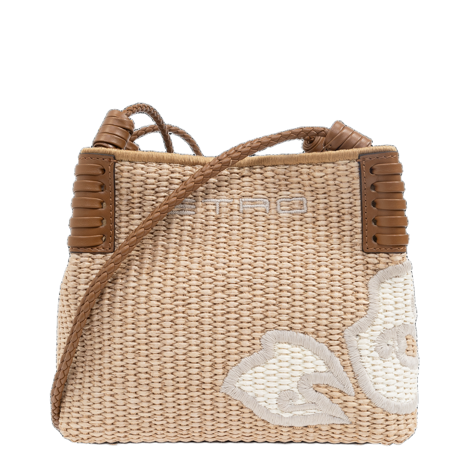 Tabby Booth Small Raffia Shoulder Bag - Cream - Image 1
