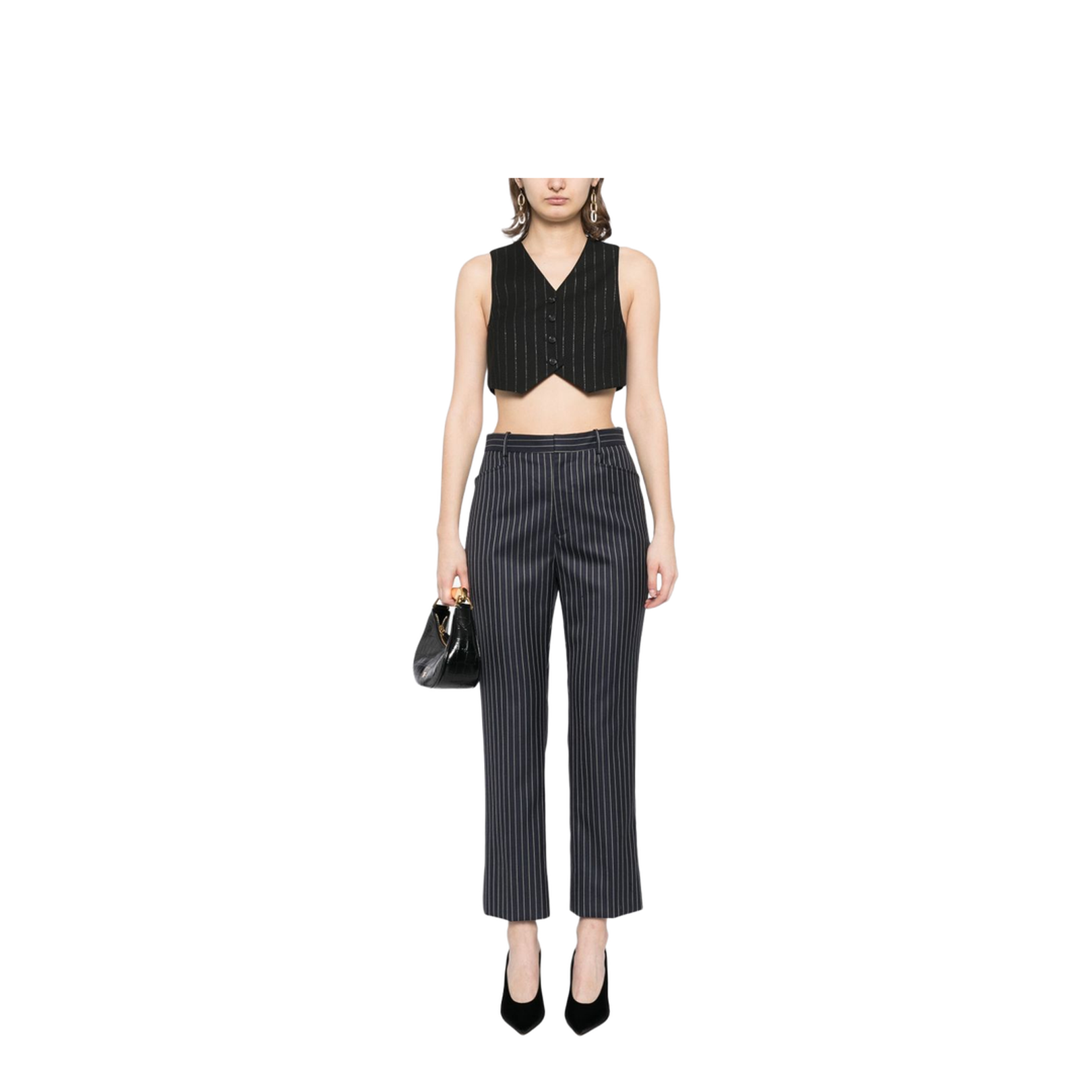 Striped Trousers Navy Wool Tailored Fit - Image 5