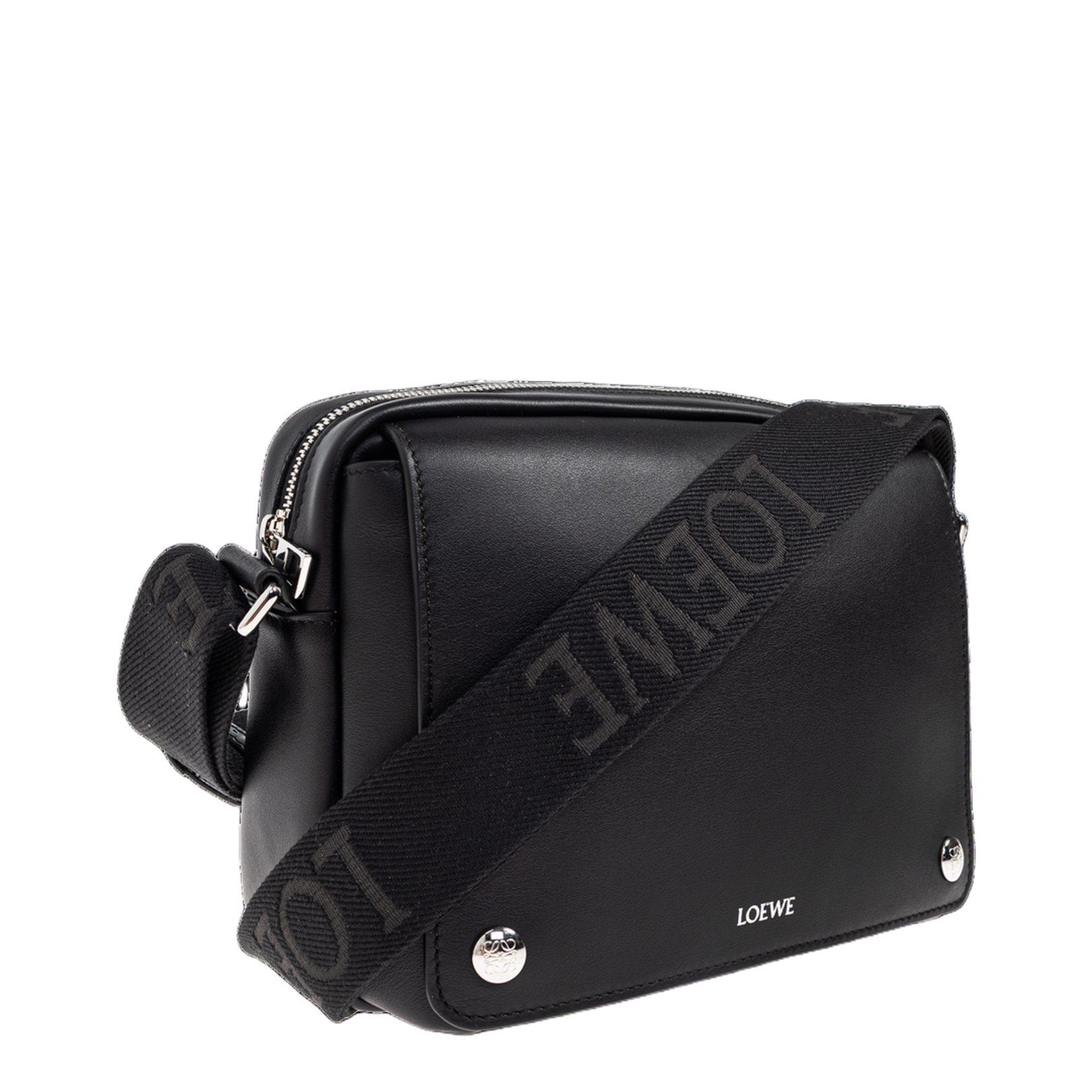 Pebble Small Calfskin Messenger Bags - Black - Image 4