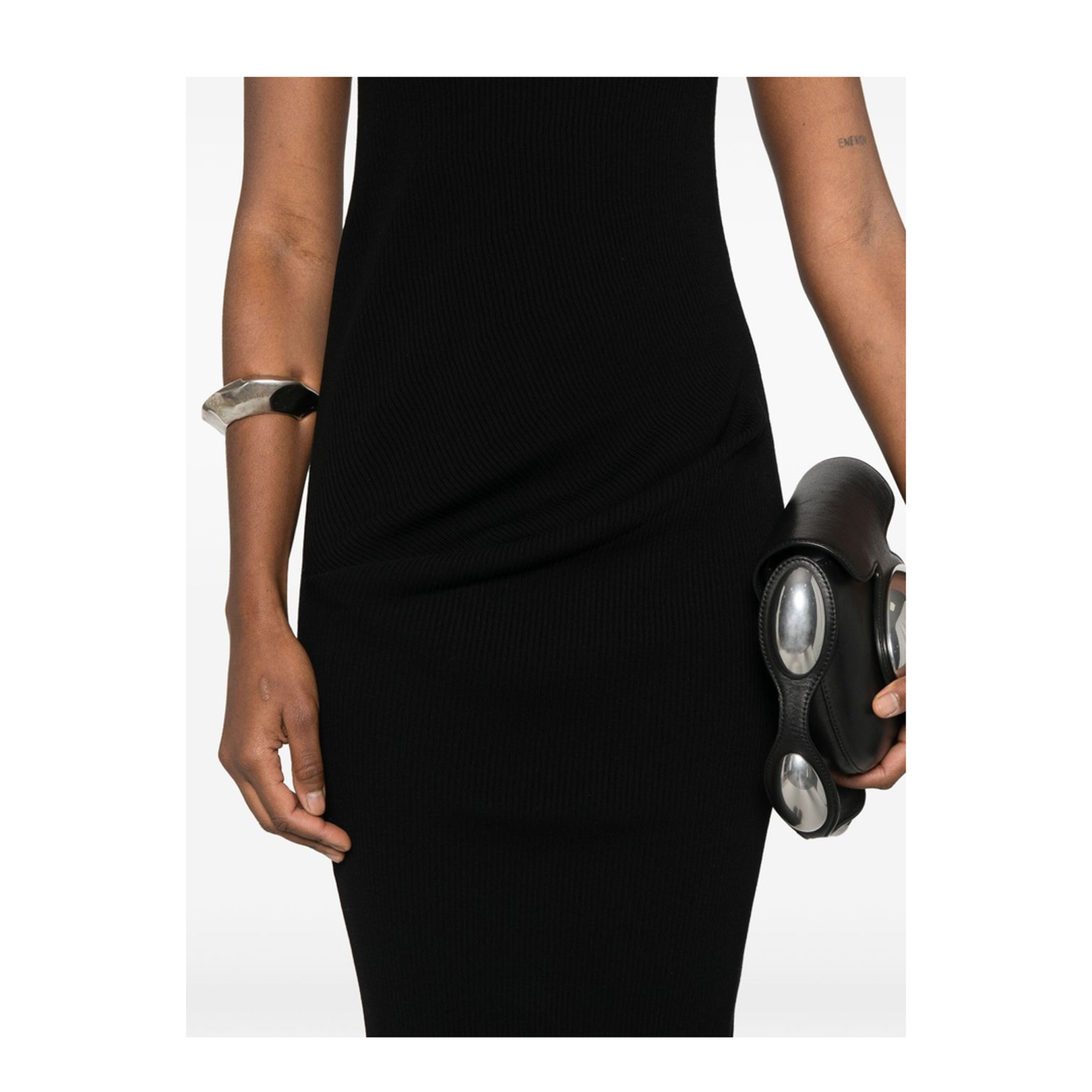 Knitted Long Dress Black - Image 3