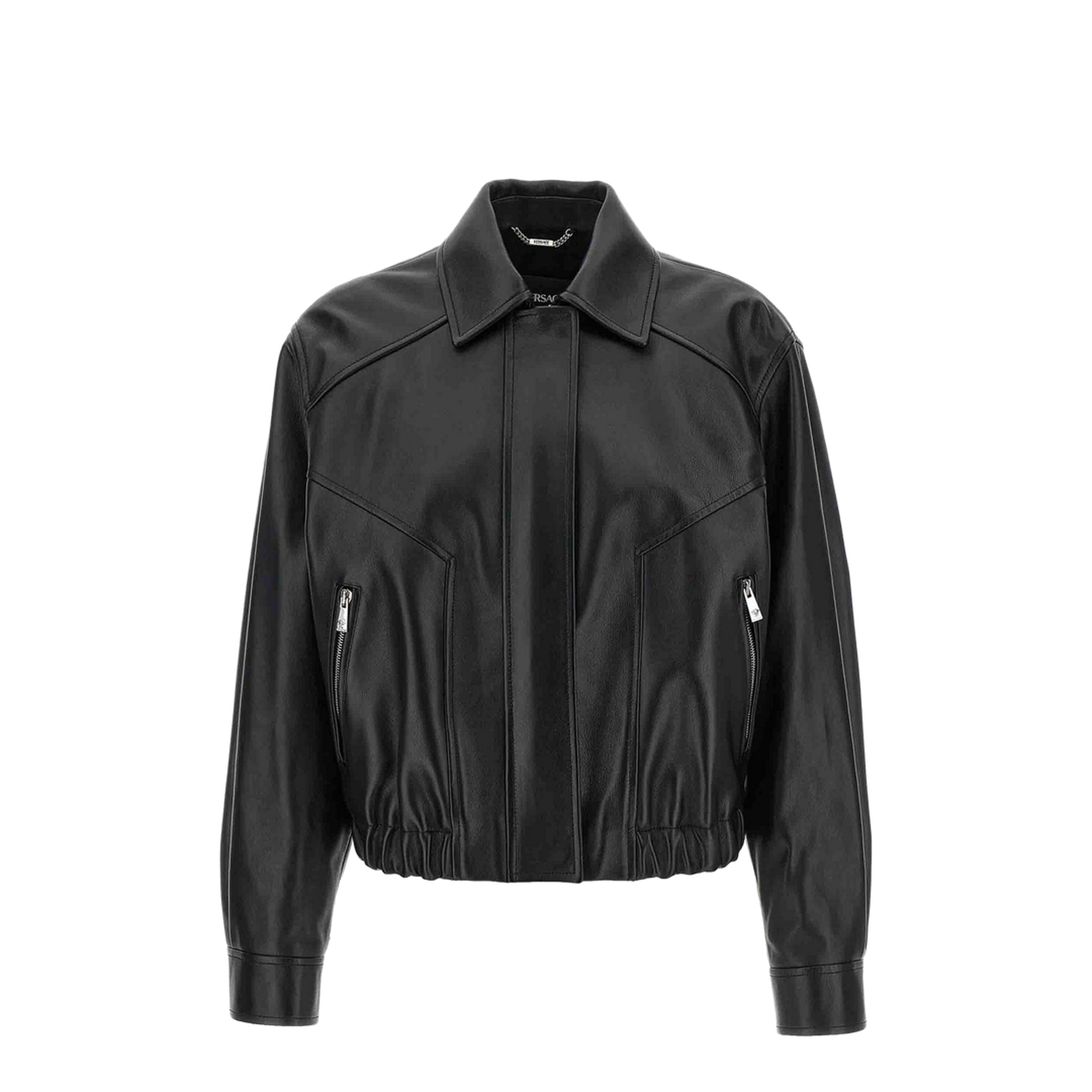 Leather Blouson Puffer Jackets Black - Image 1