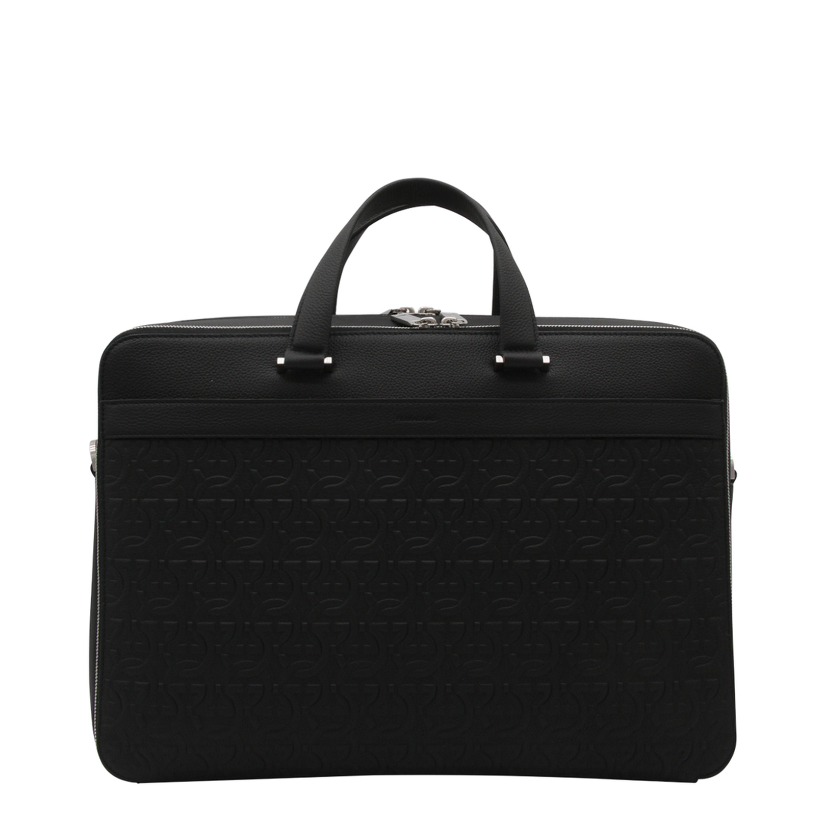 Salvatore Black Leather Business Gancini Top Handle Bag - Image 2