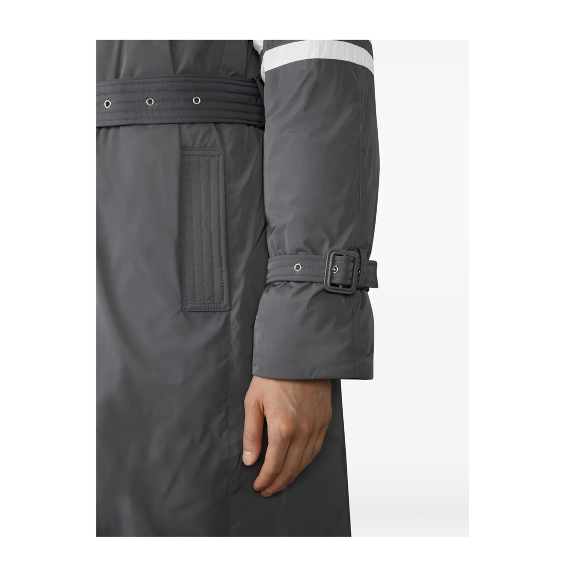 Poly Twill 4-Bar Hooded Down Parka with Belt - Image 4