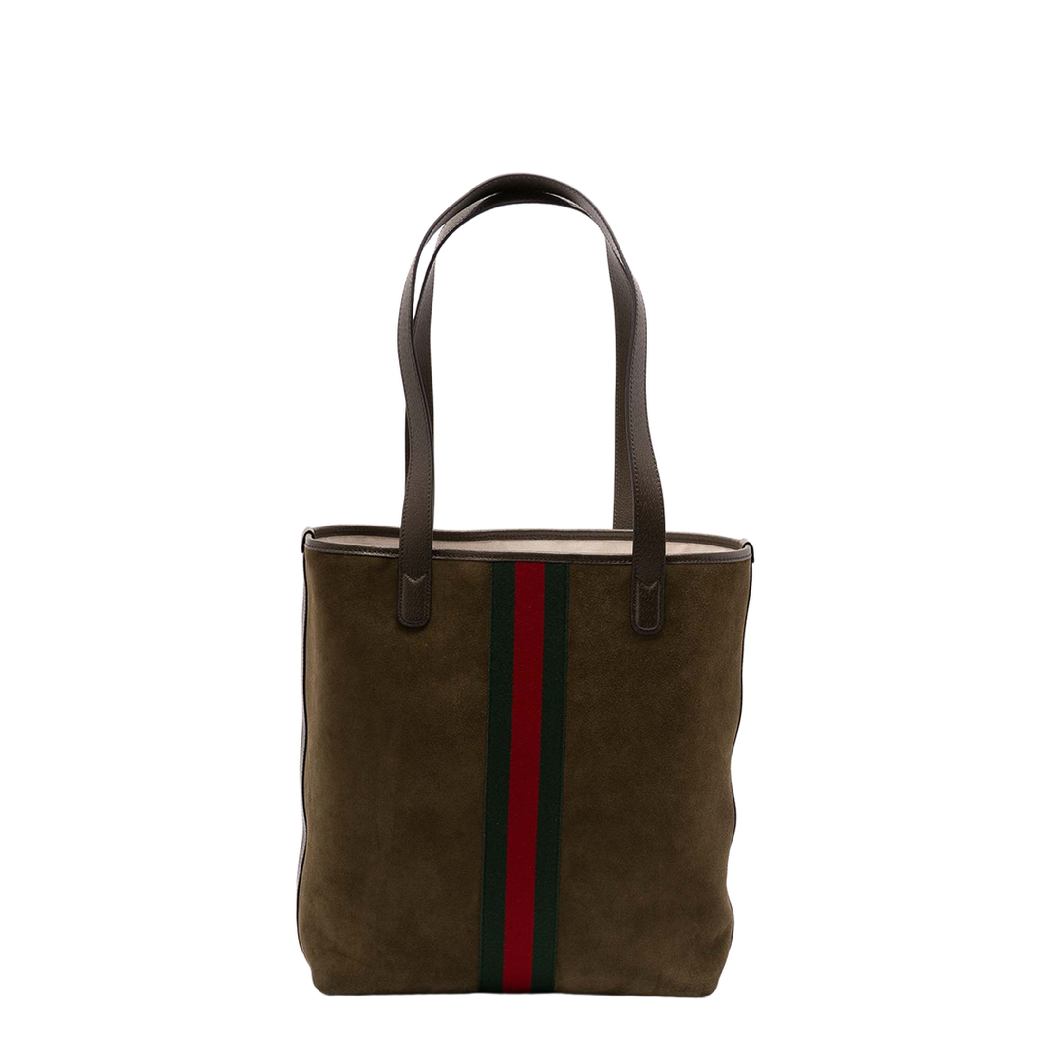 Ophidia Medium Tote Bag Dark Green Suede - Image 2