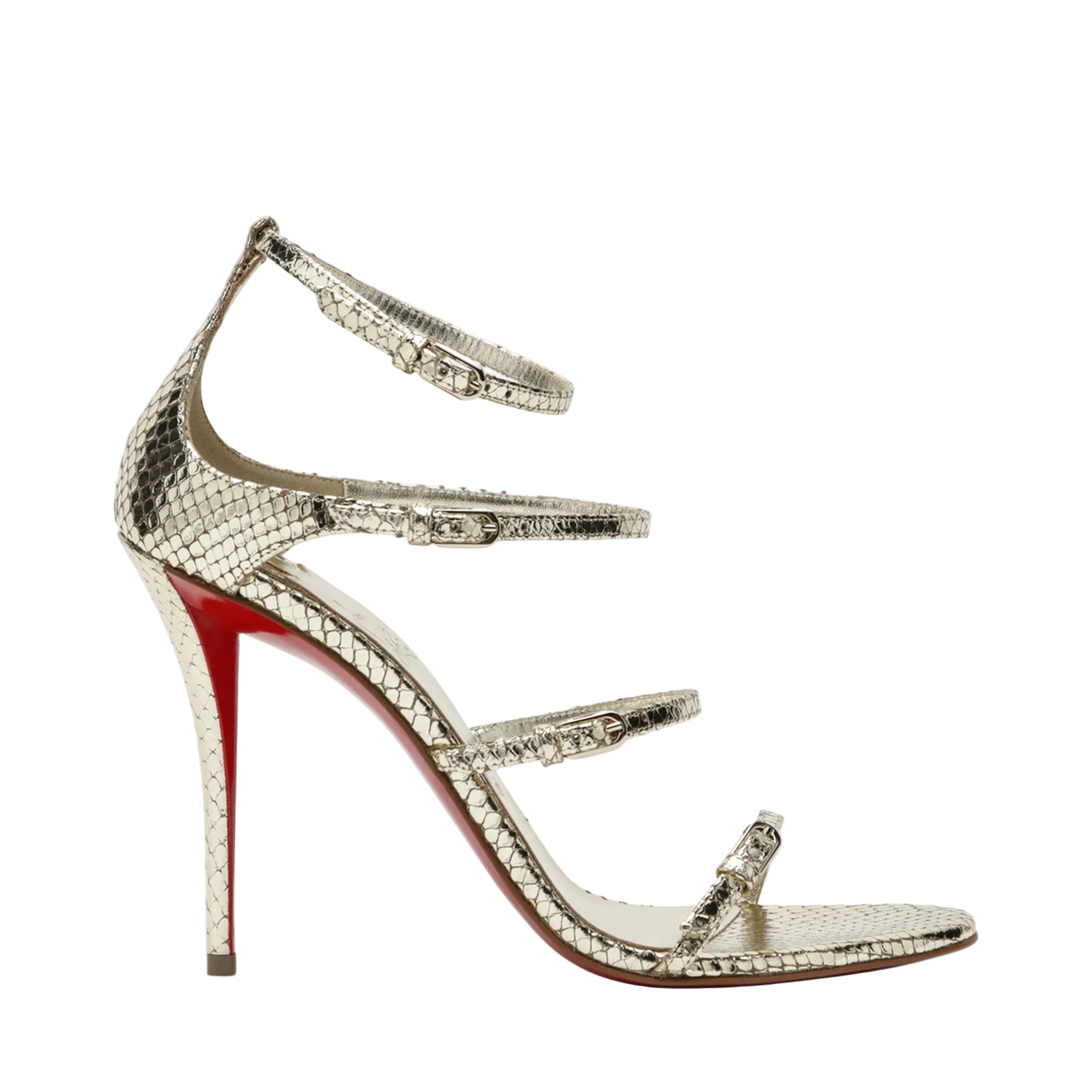 Gold Leather High Sandals - Image 1