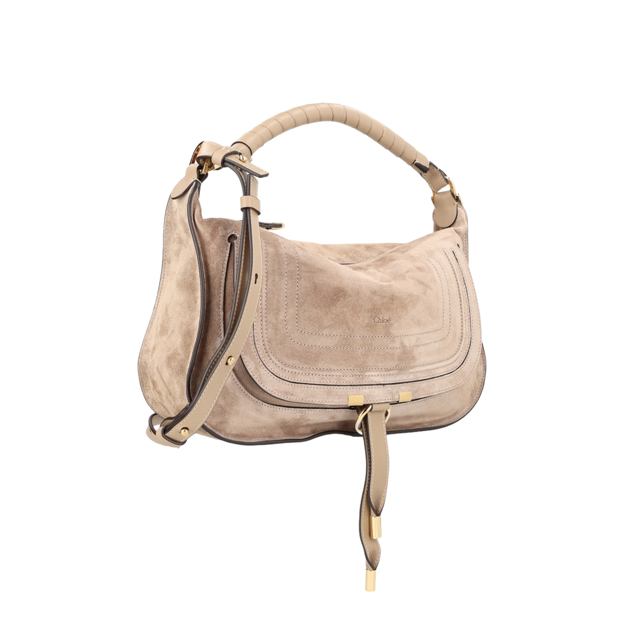 Marcie Small Suede Calfskin Shoulder Bag - Blushy Brown - Image 3