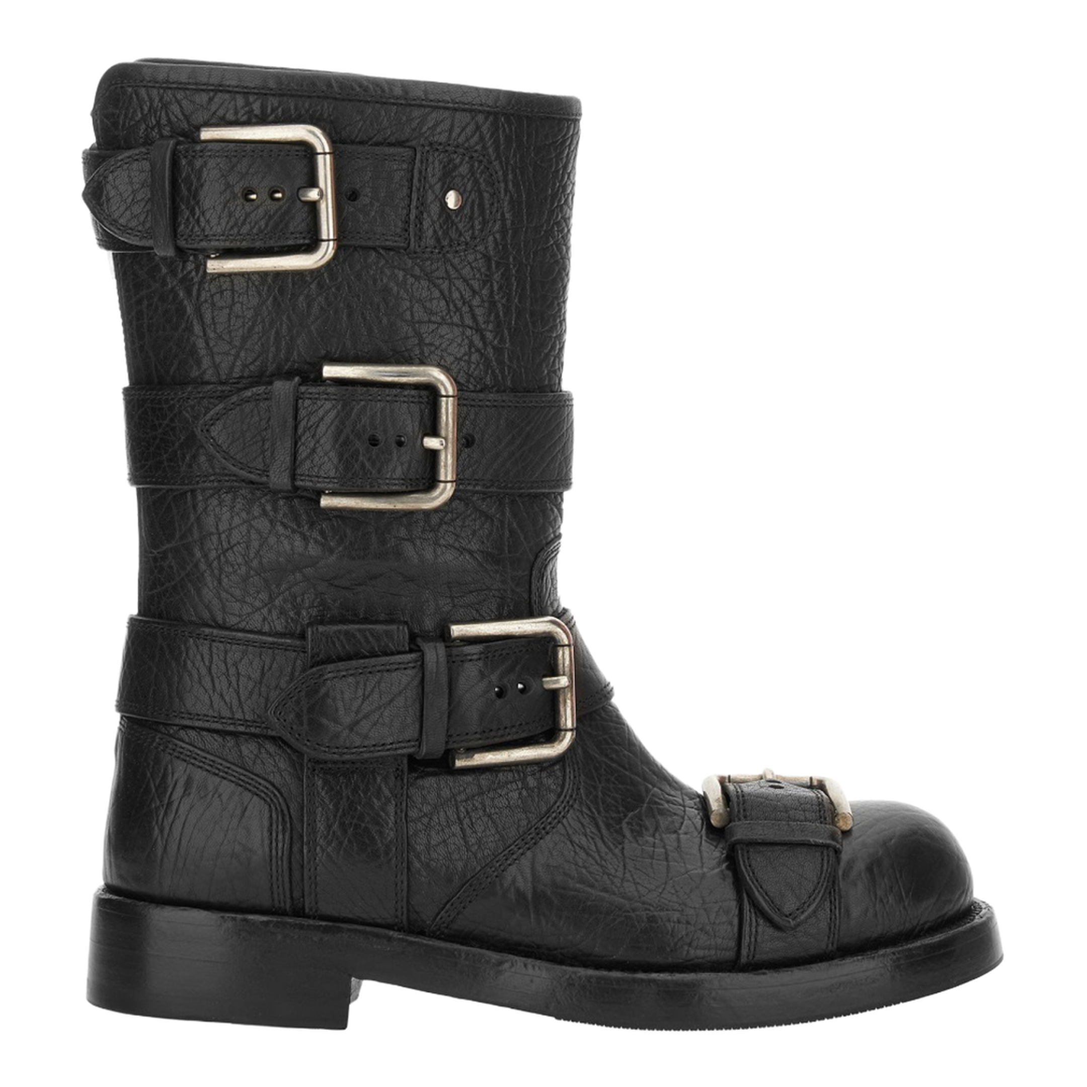 Black leather boots with straps - Image 1