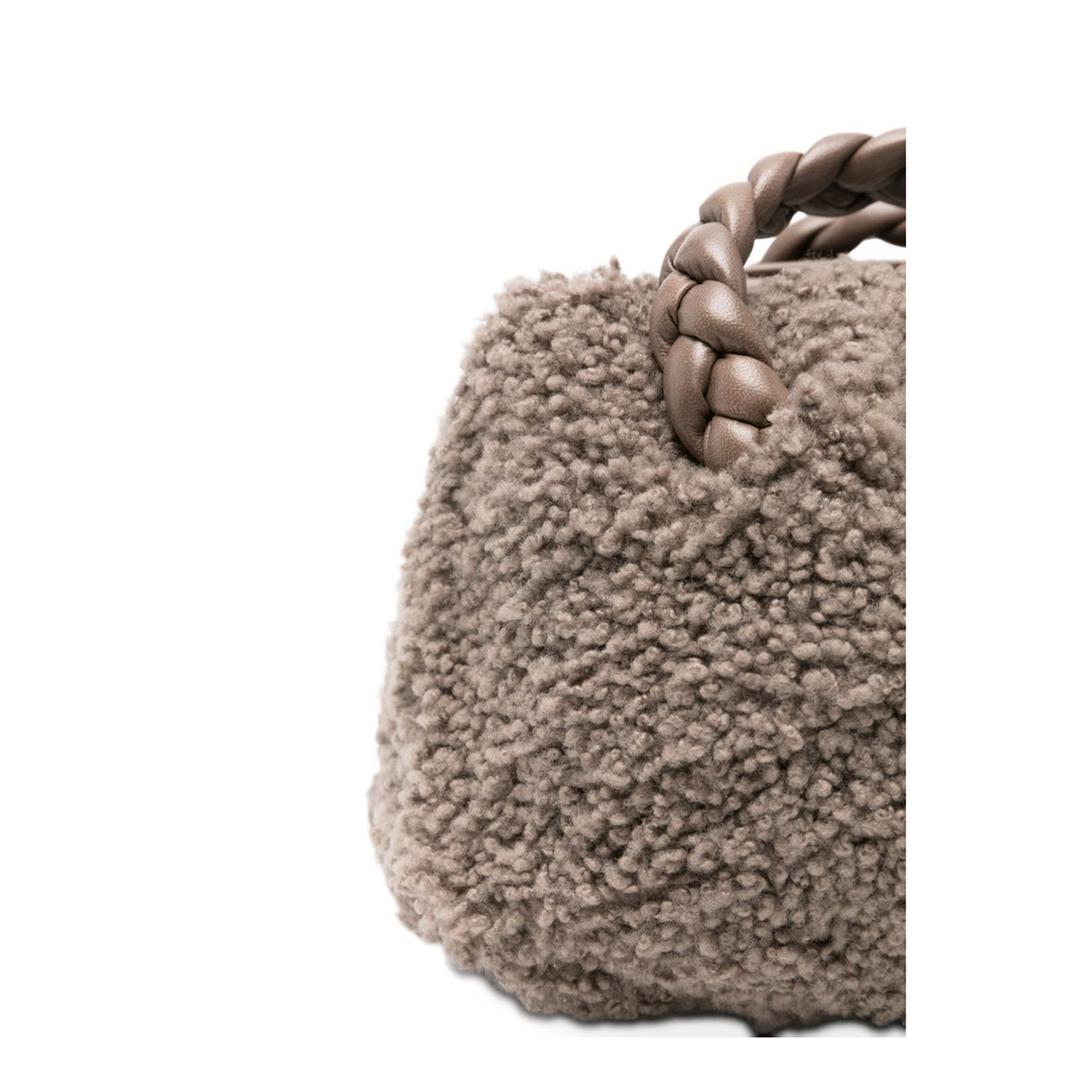 Bombon Medium Curly Shearling Handbag - Dusty Grey - Image 5