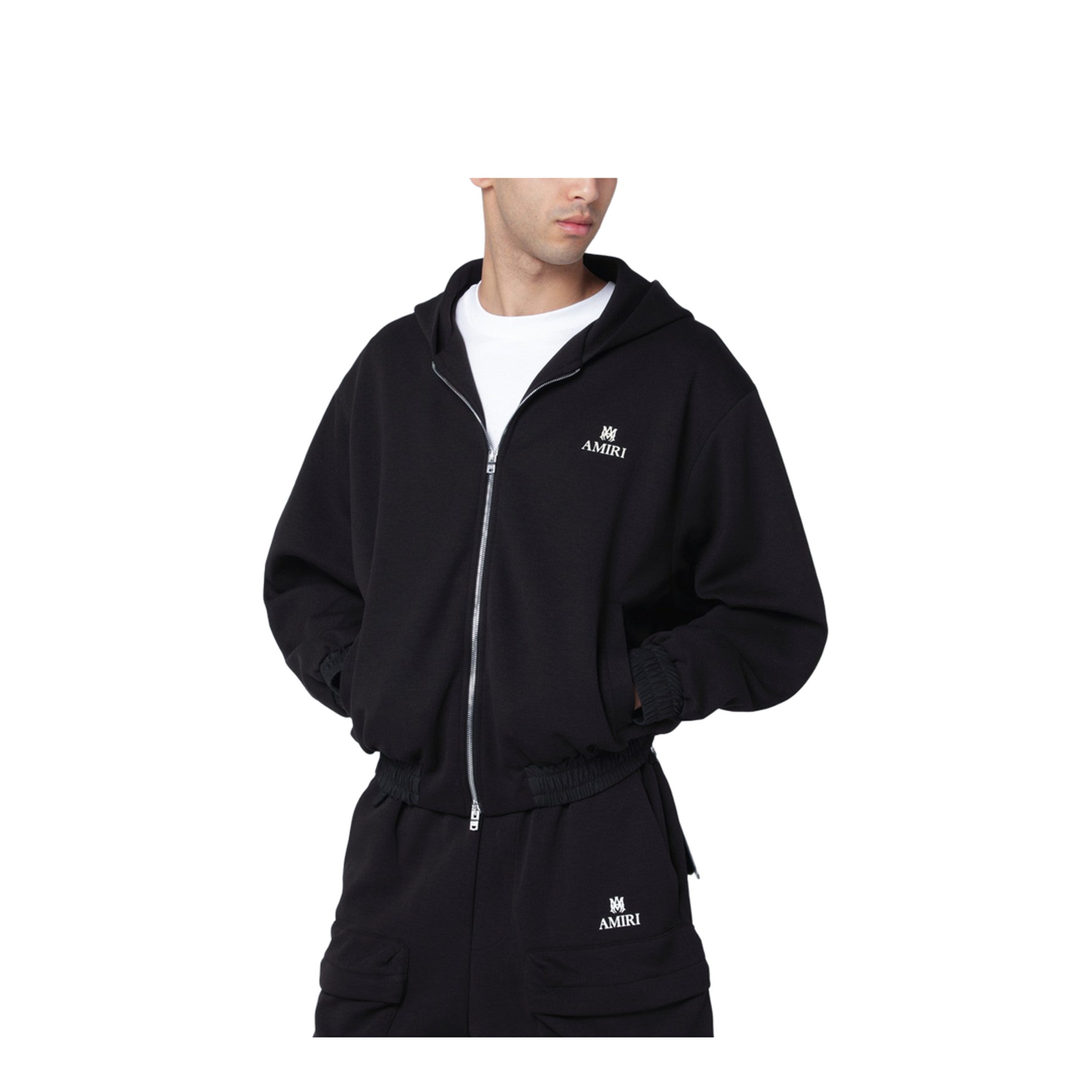 Black Cotton-Blend Zip Sweatshirt - Image 1