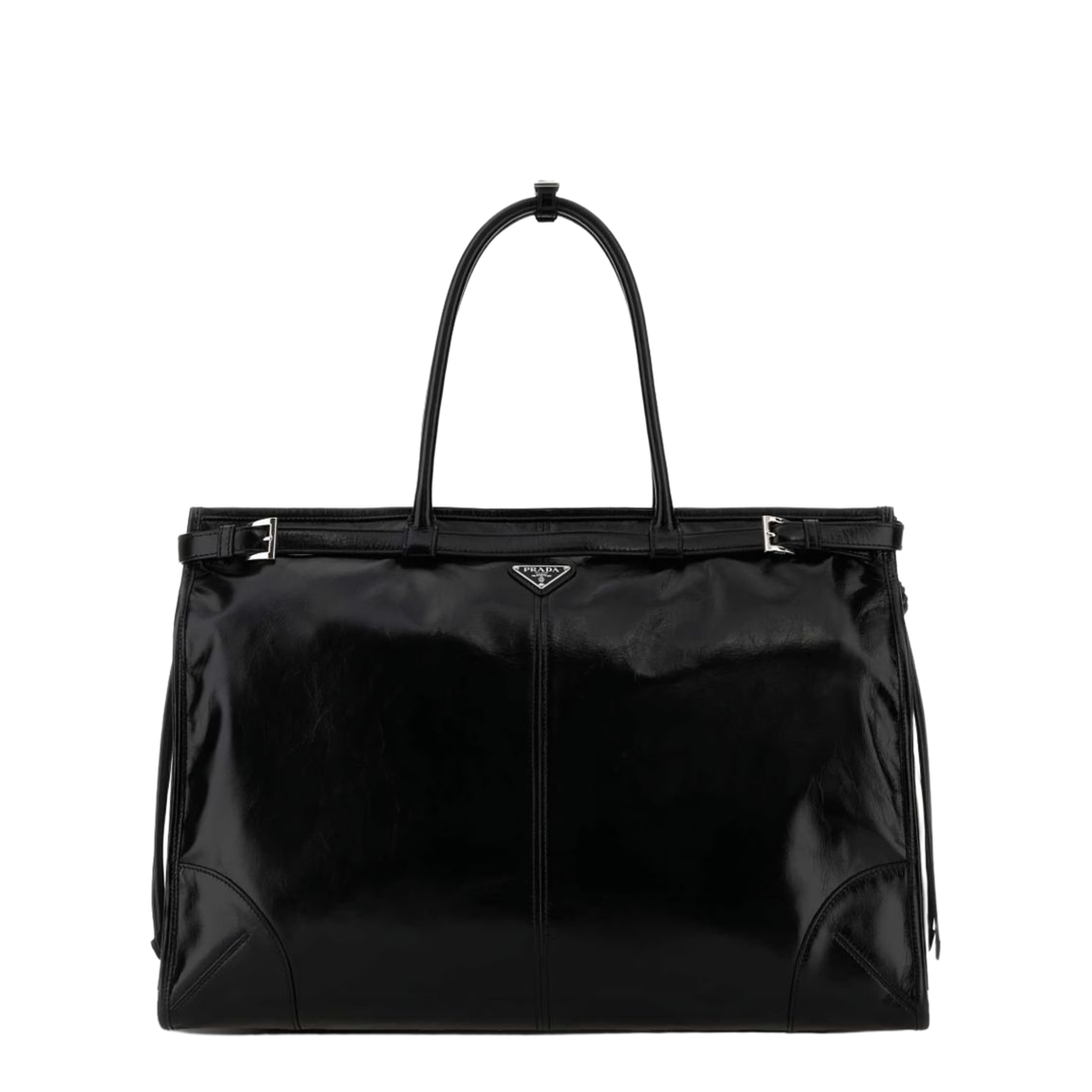 Black Leather Large Shopping Bag - Image 1
