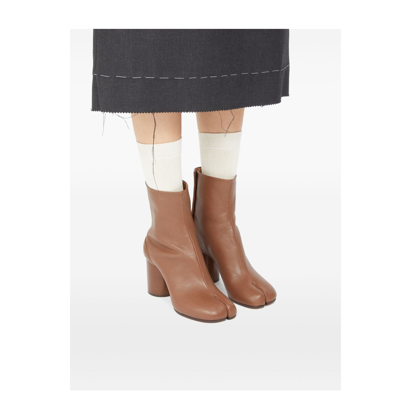 Brown Lambskin Leather Tabi Chelsea Boots - Image 5