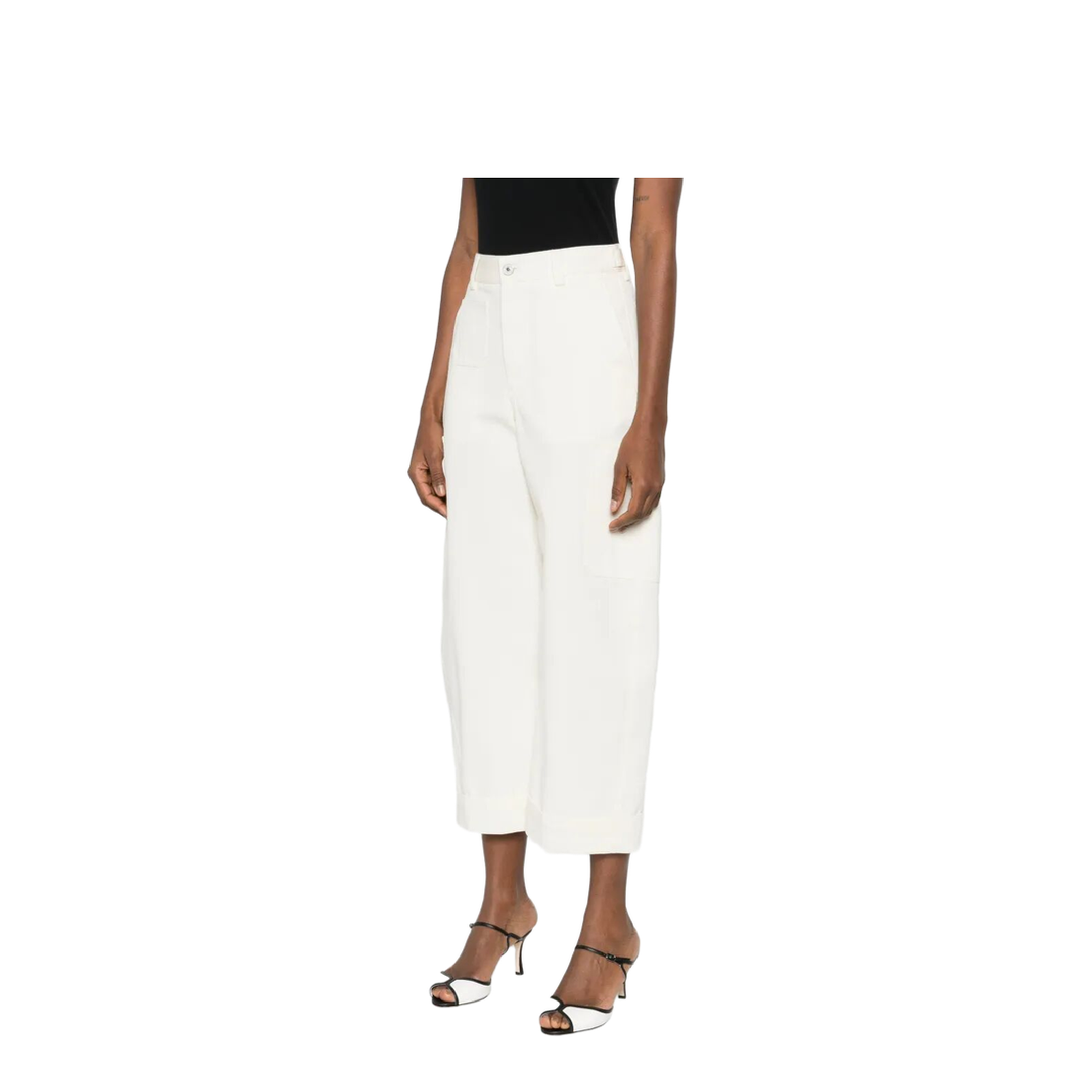COTTON AND WOOL COCOON CROPPED CARGO PANTS - Image 2