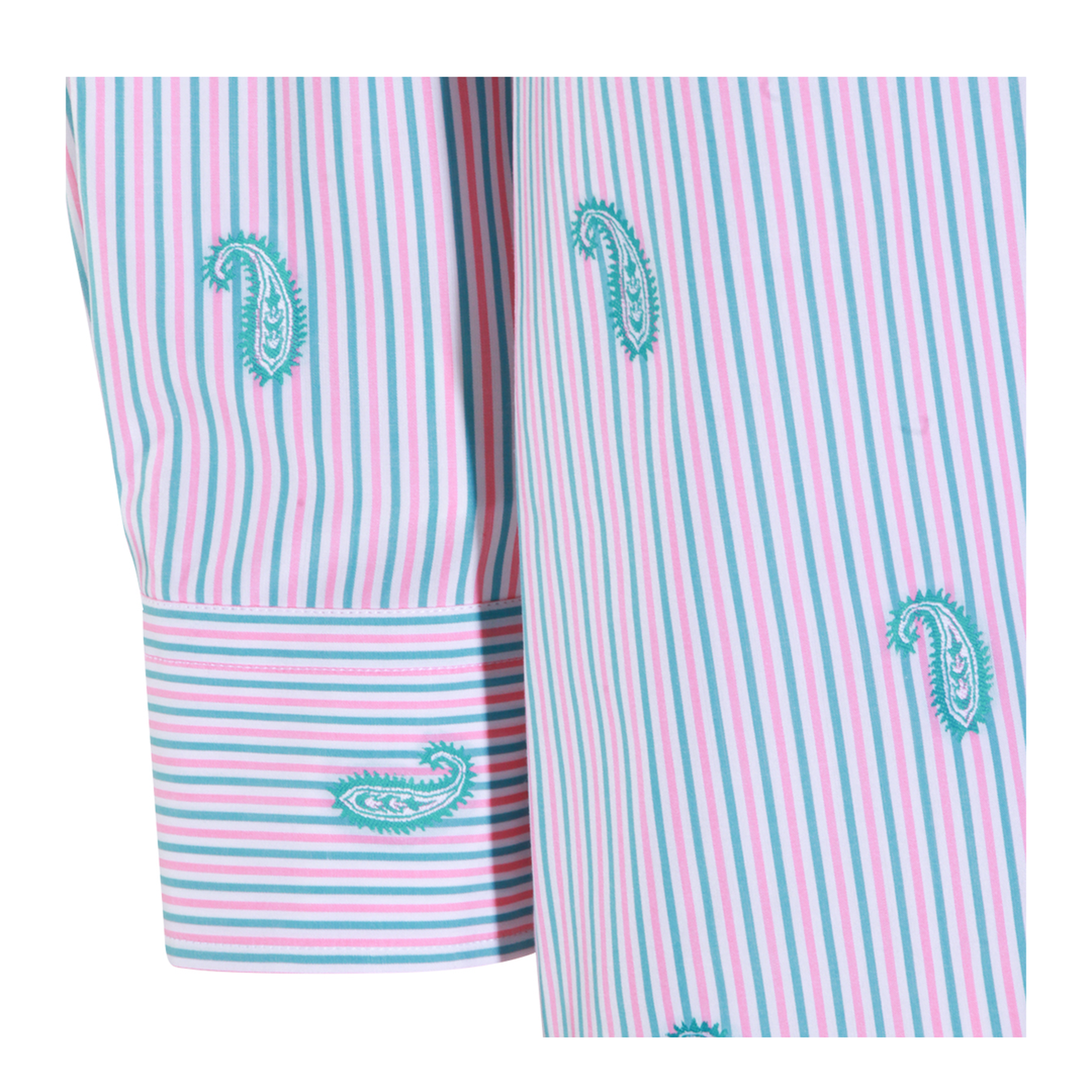 Striped Fil Coupé Paisley Cotton Jacquard Shirt - Pink - Image 7