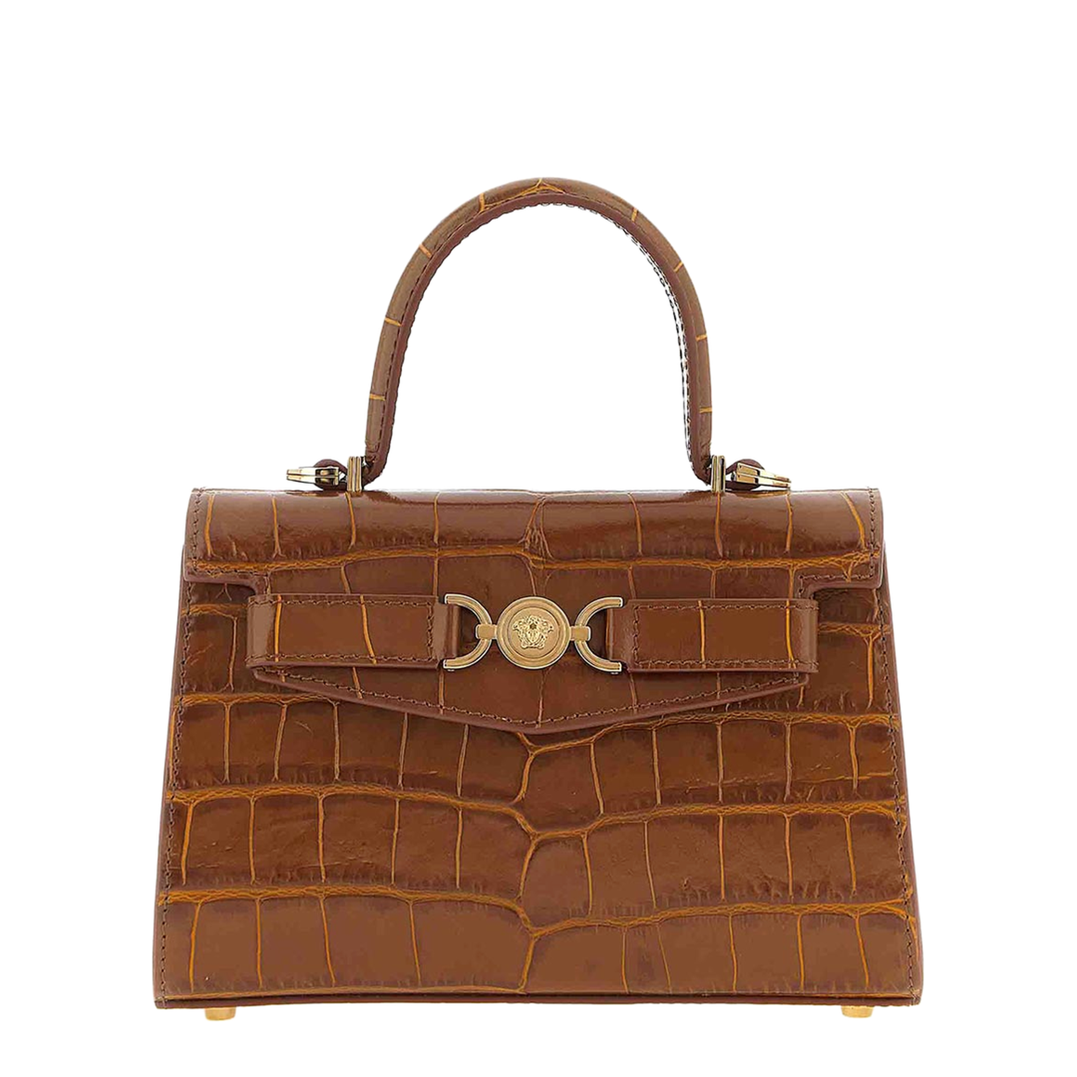 Medusa ’95 Small Croc-Effect Top-Handle Bag - Brown - Image 5