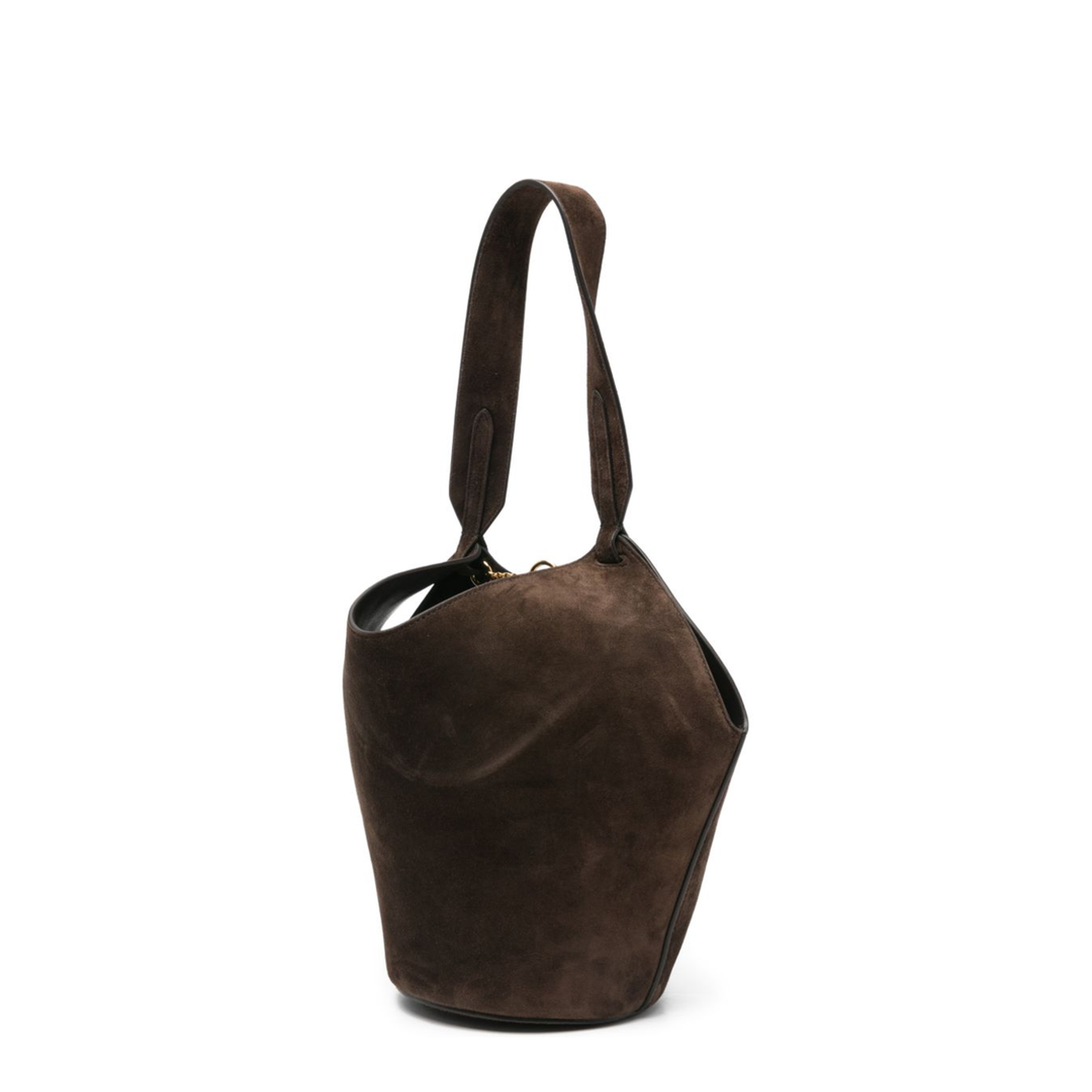 Lotus Mini Suede Tote - Dark Brown - Image 4