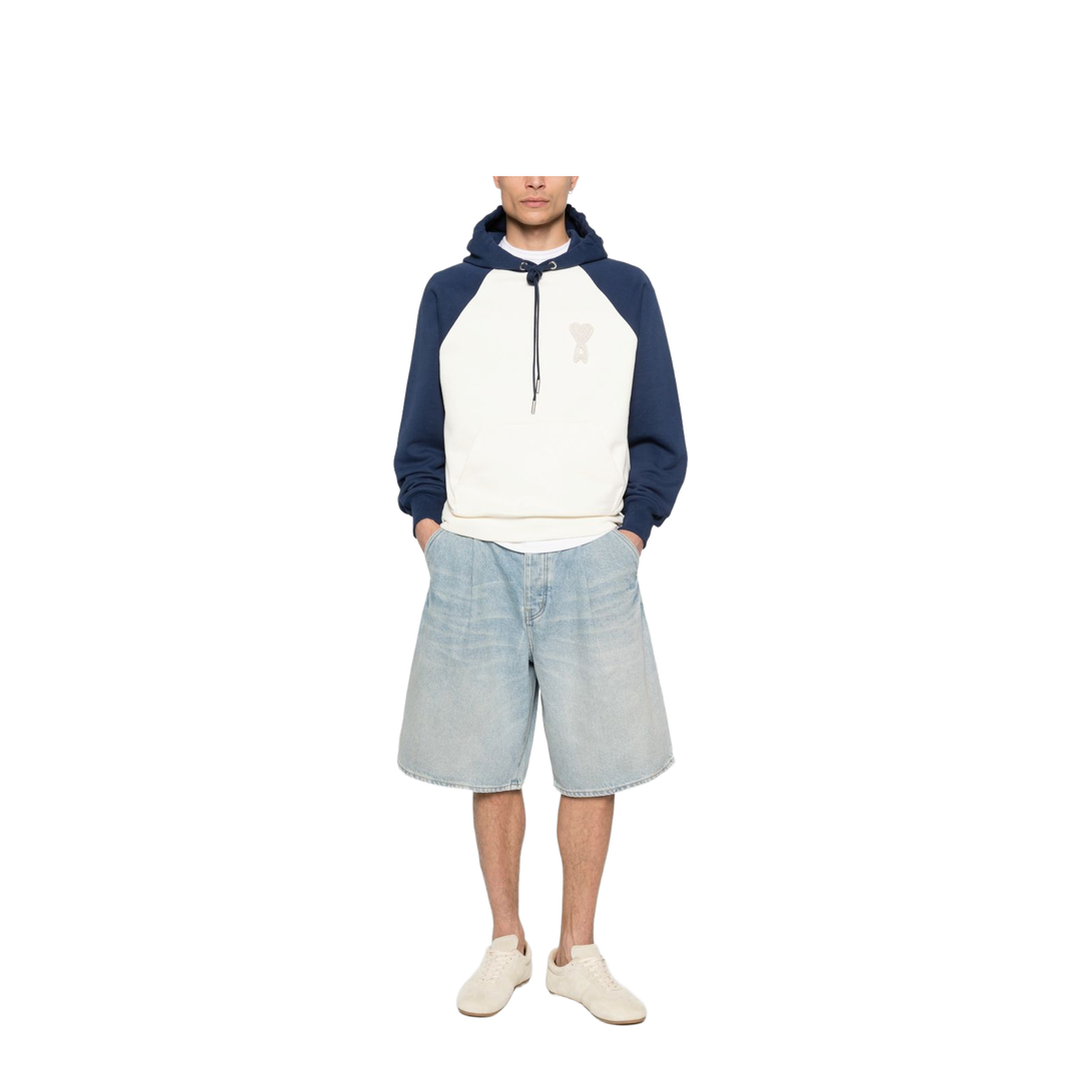 Hoodie in Cream/Blue - Image 4