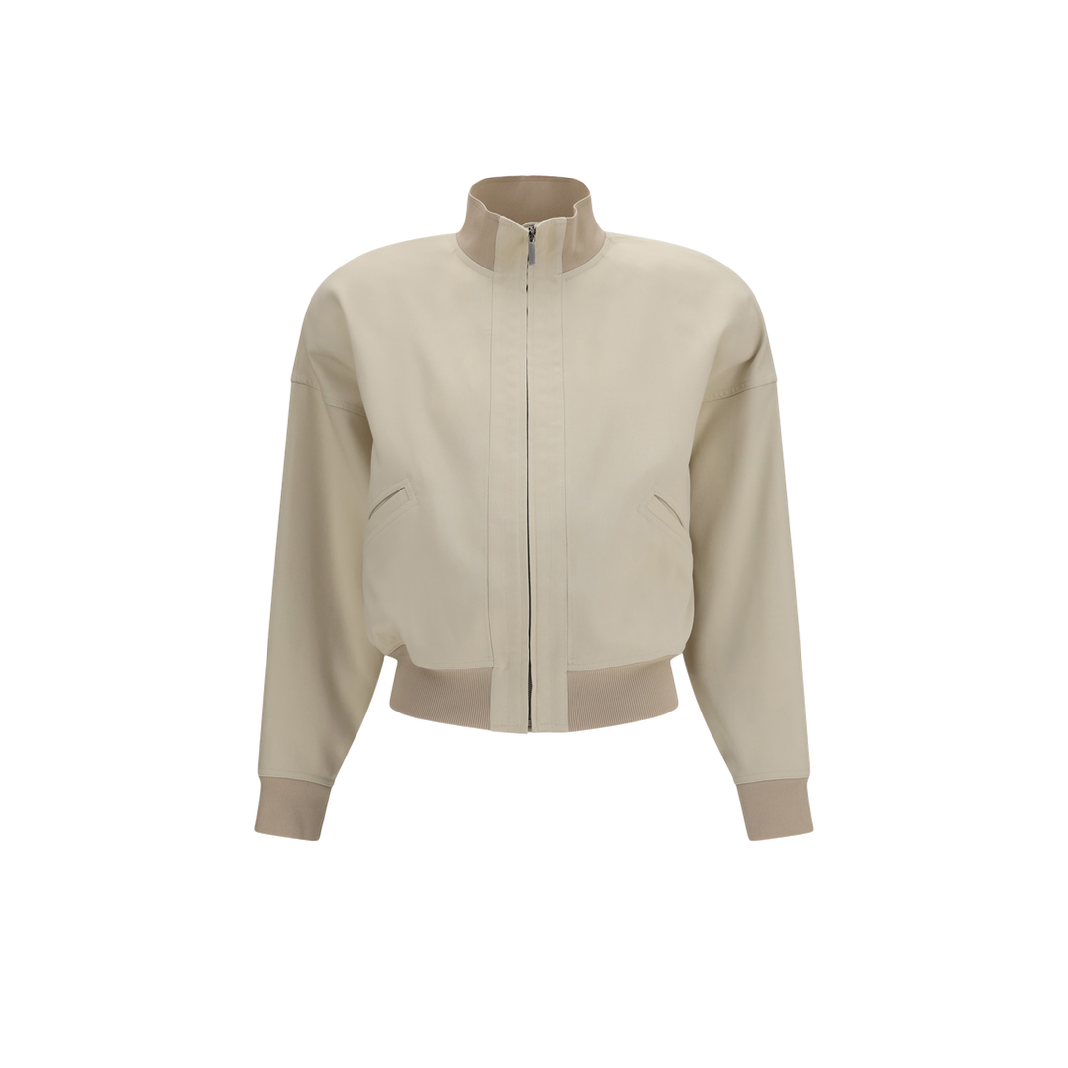 Zip Bomber Jacket in Silk Poplin - Image 1