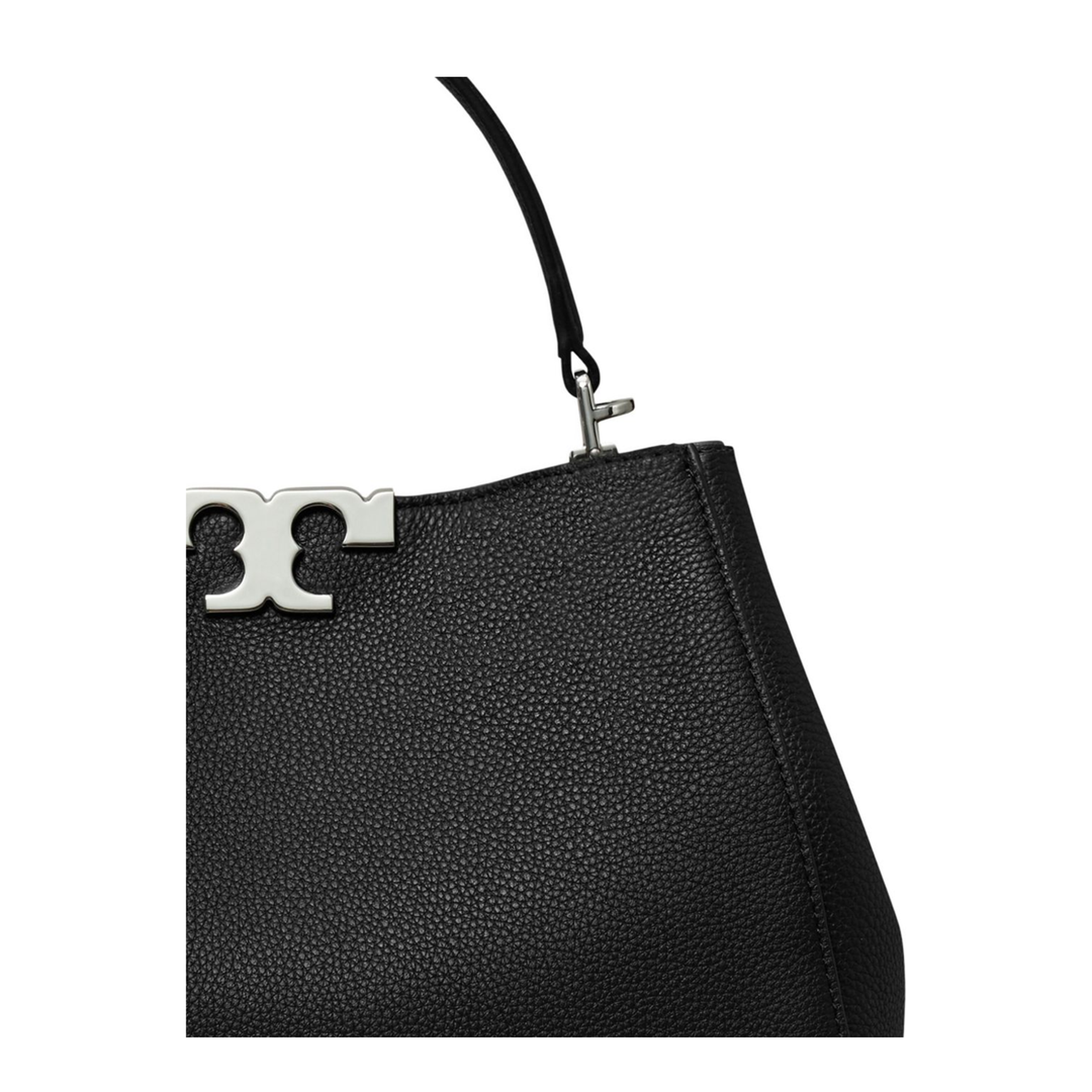 Eleanor Medium Pebbled Leather Satchel - Black - Image 4