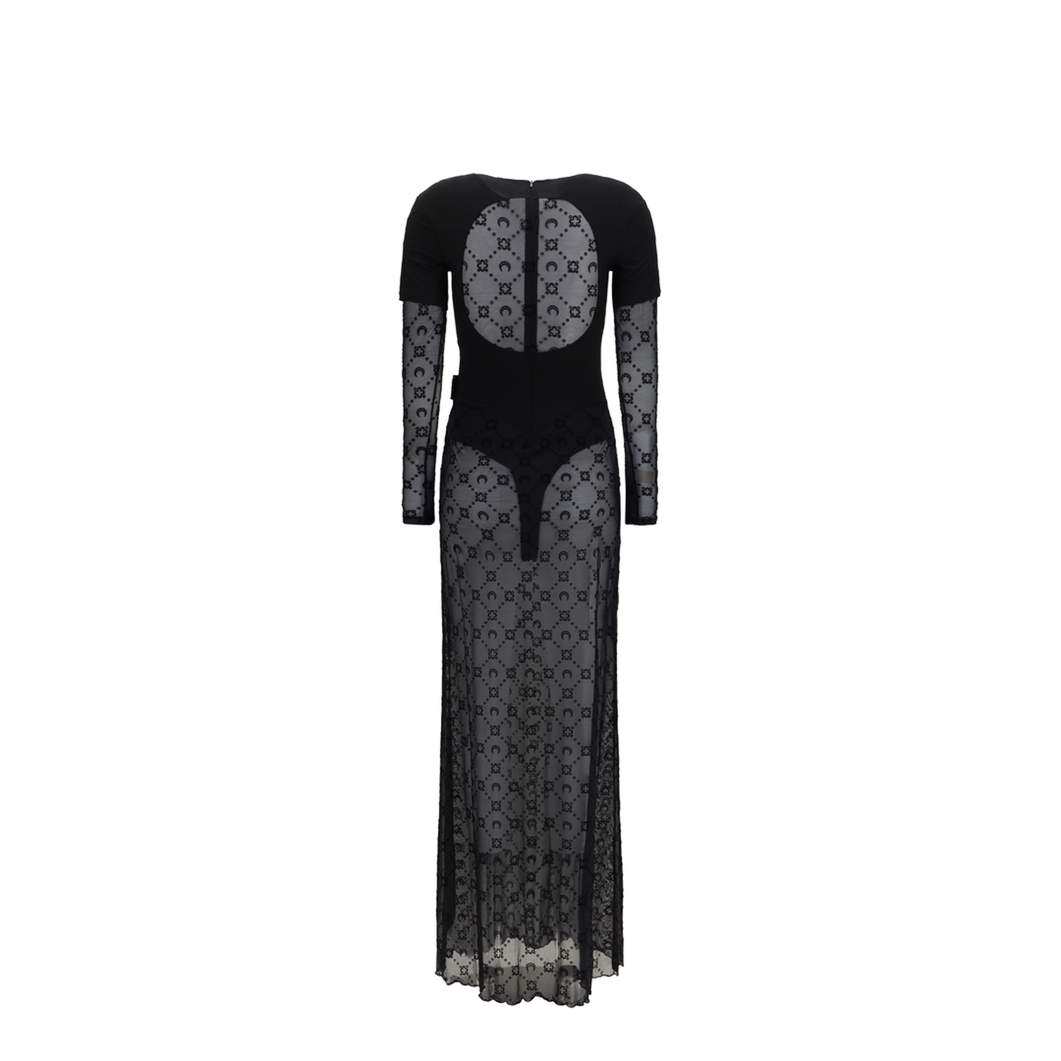 Layered Long Dress in Jersey and Mesh - Image 2