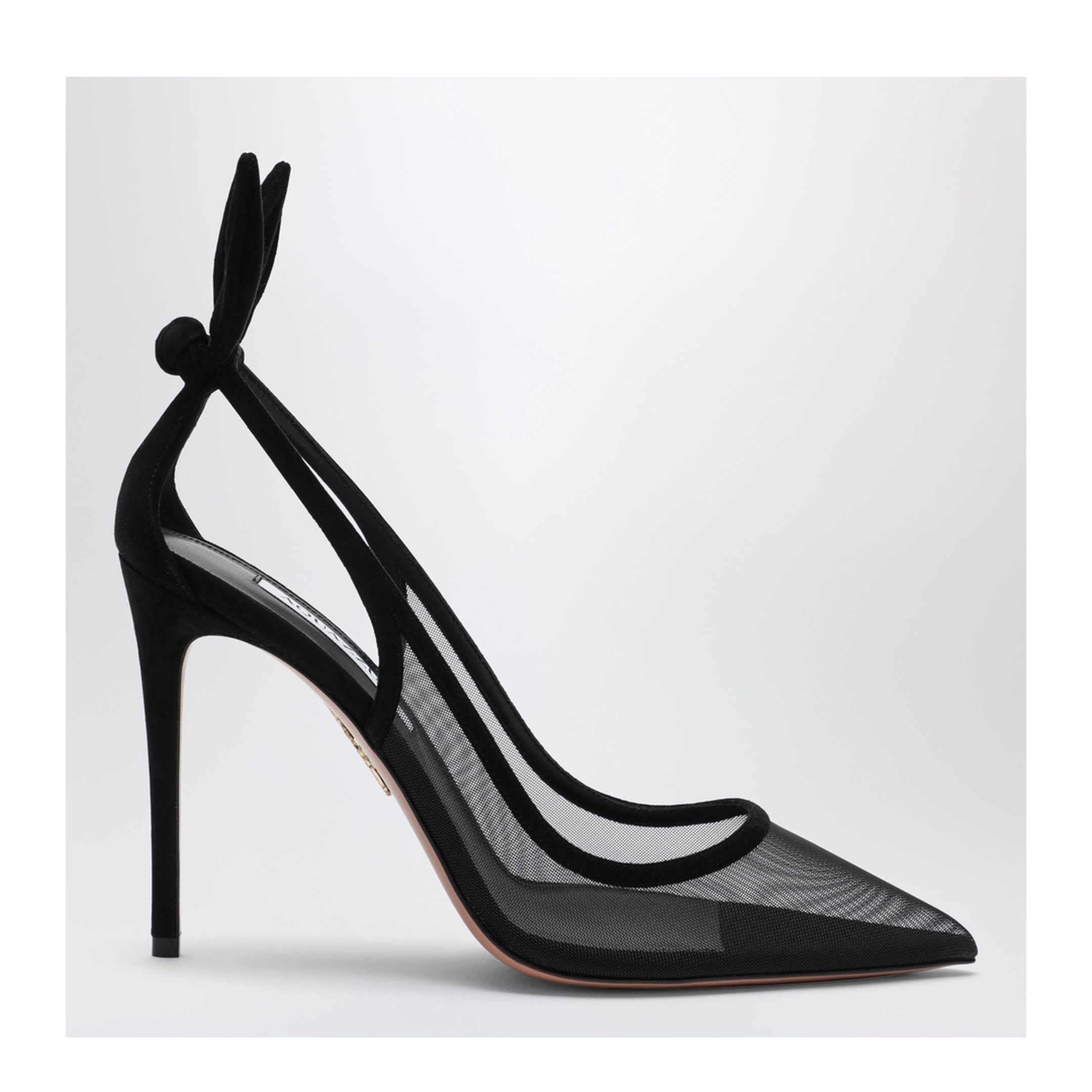 Black Bow Tie Pumps In Mesh And Suede - Image 1
