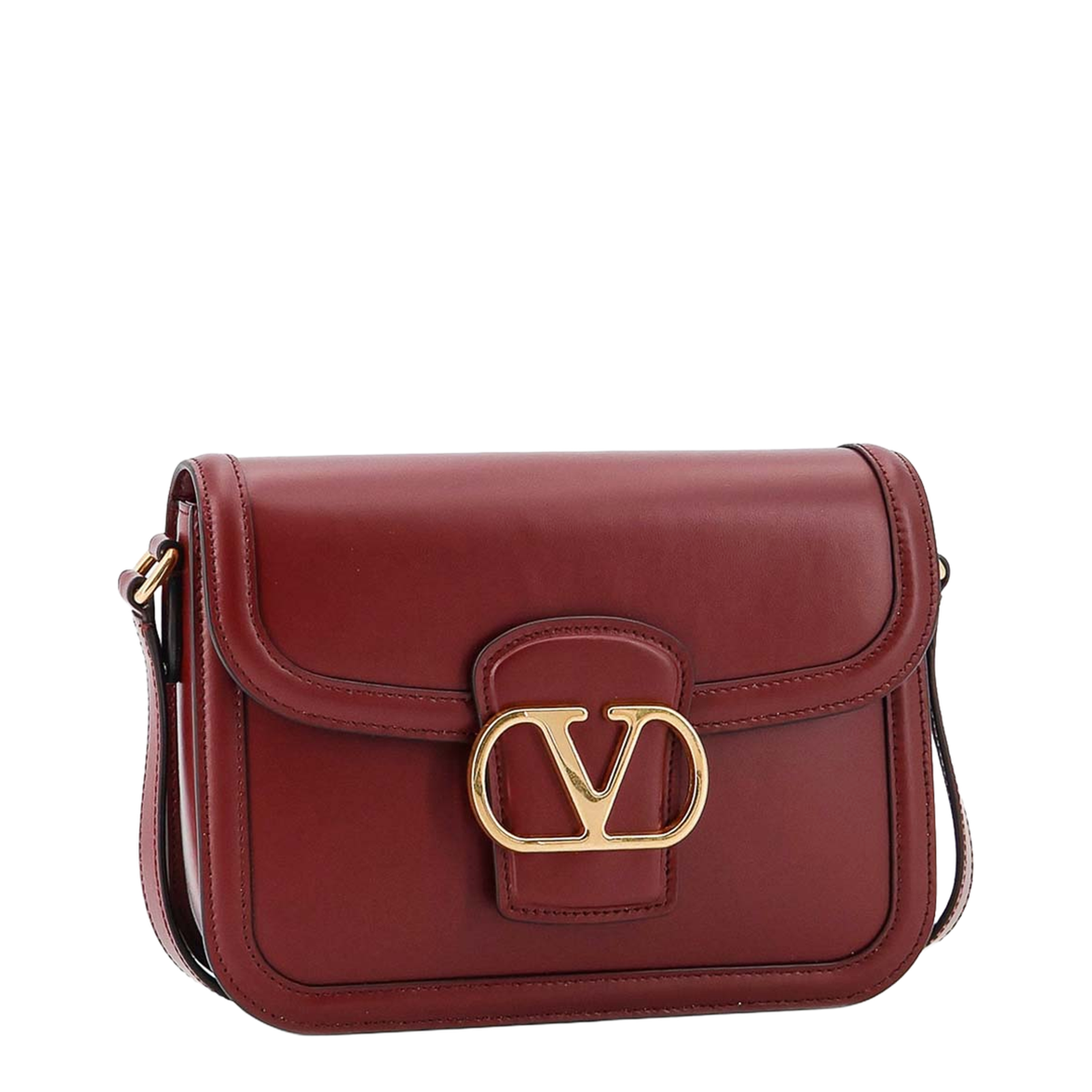 VLogo Signature Mini Calfskin Shoulder Bag - Burgundy - Image 3
