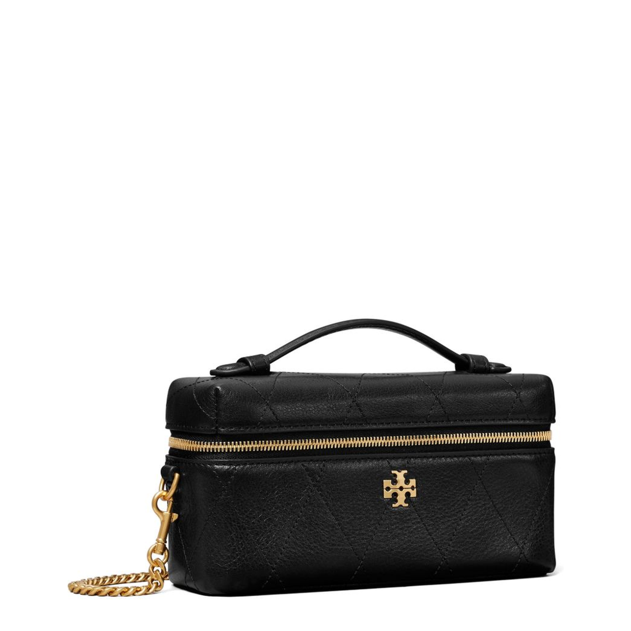 Charlie Quilted Pebbled Leather Vanity Case - Black - Image 2