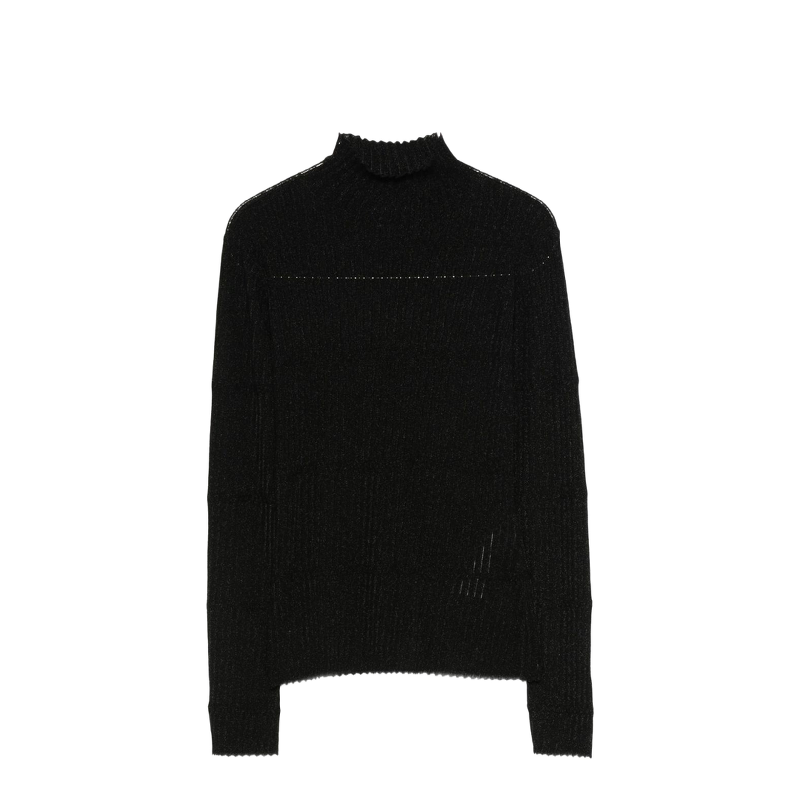 Ribbed Knit High Neck Long Sleeve Sweater Black - Image 1