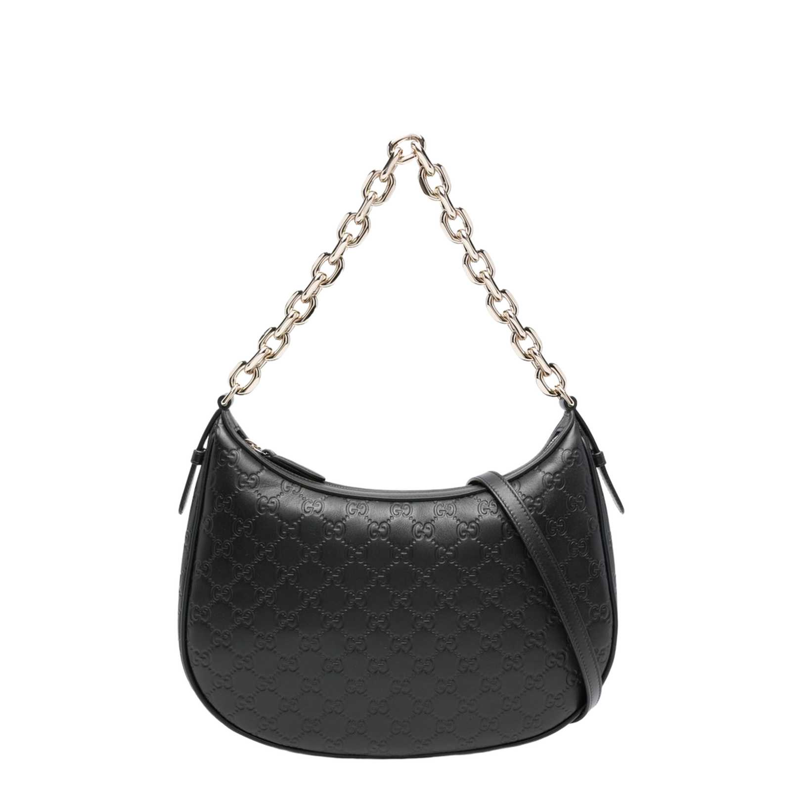 GG Emblem Large Leather Shoulder Bags - Black - Image 1