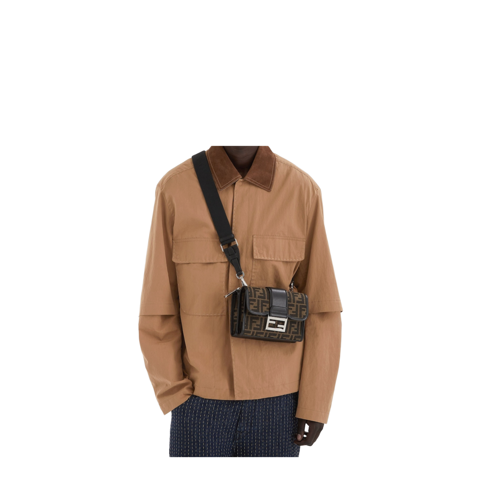 Baguette Canvas Crossbody Bags - Brown - Image 4