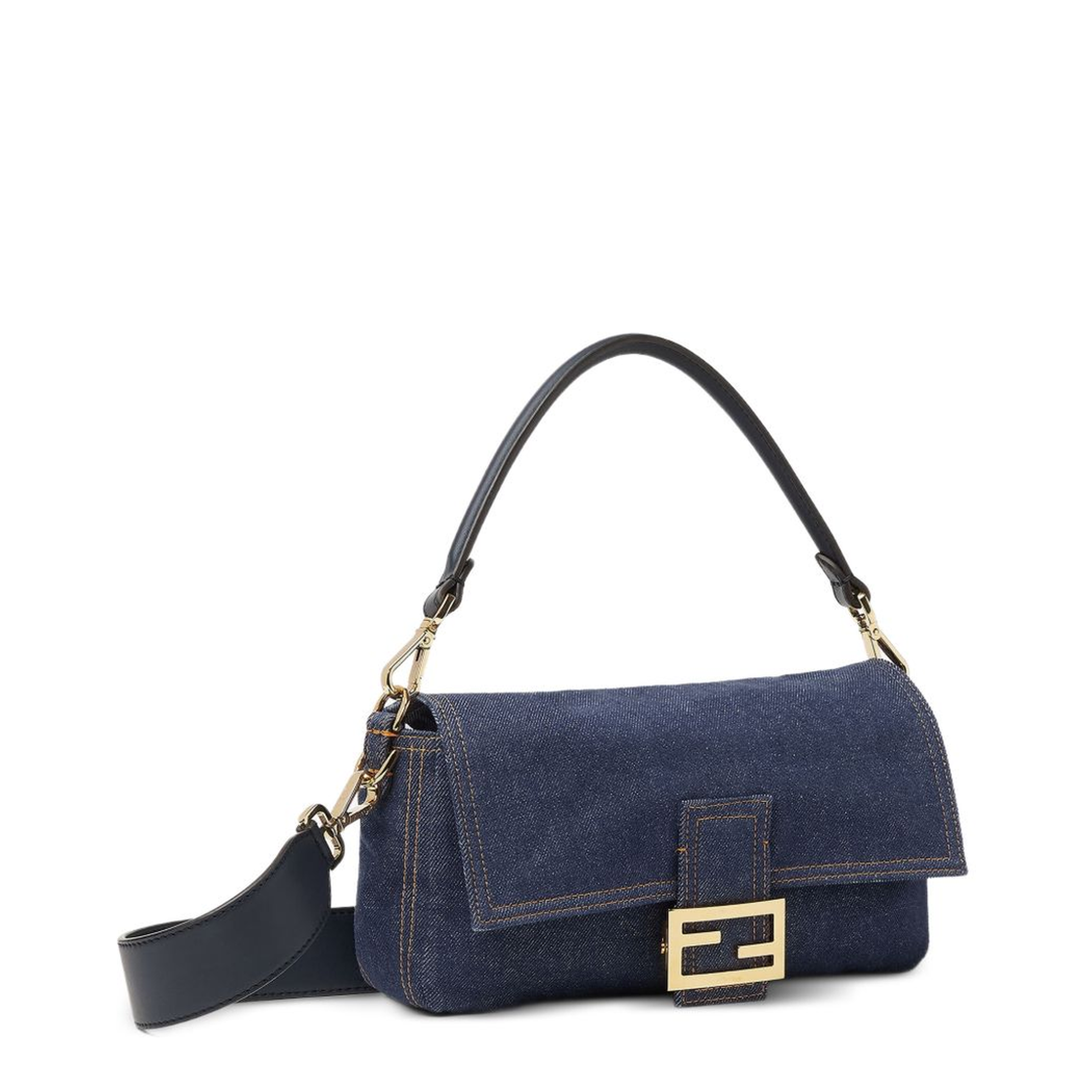 Baguette Medium Denim Shoulder Bag - Blue - Image 2