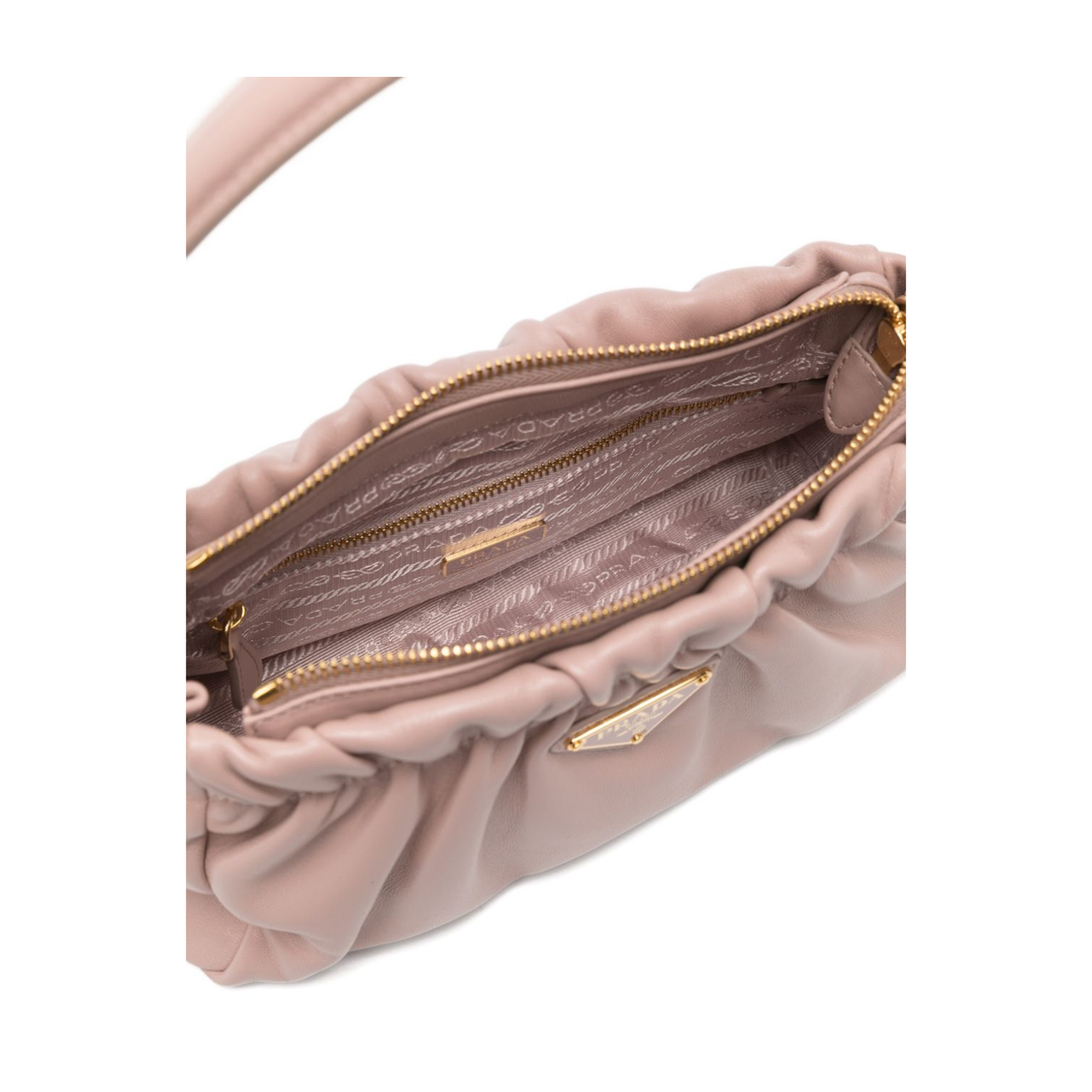 Gathered Nappa Leather Shoulder Bag - Opale - Image 2
