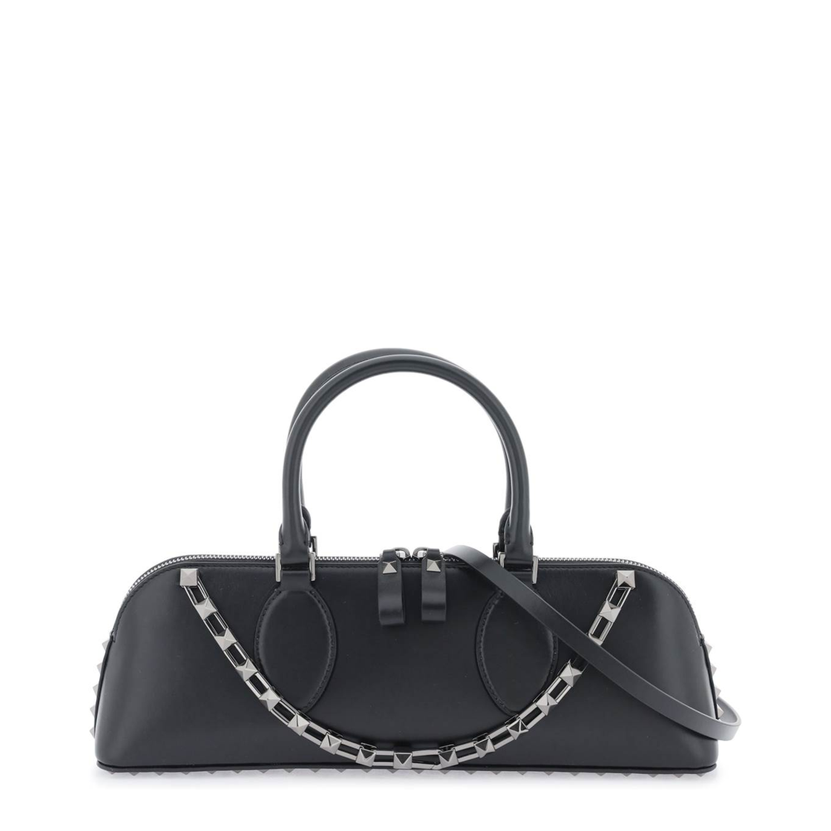 Rockstud Calfskin East-West Handbag - Black - Image 4