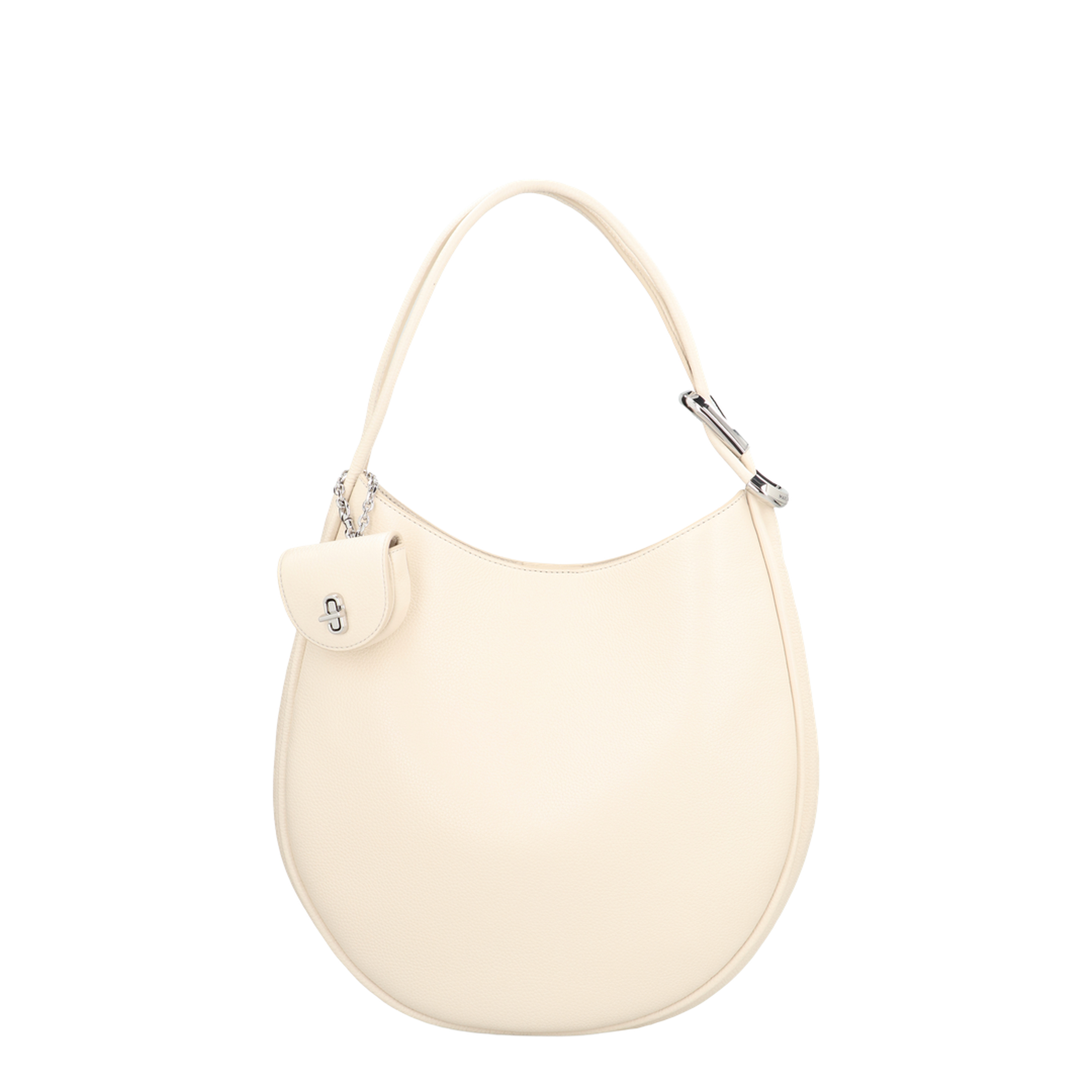 Leather Crescent Large Dual Shoulder Bag - White - Image 1