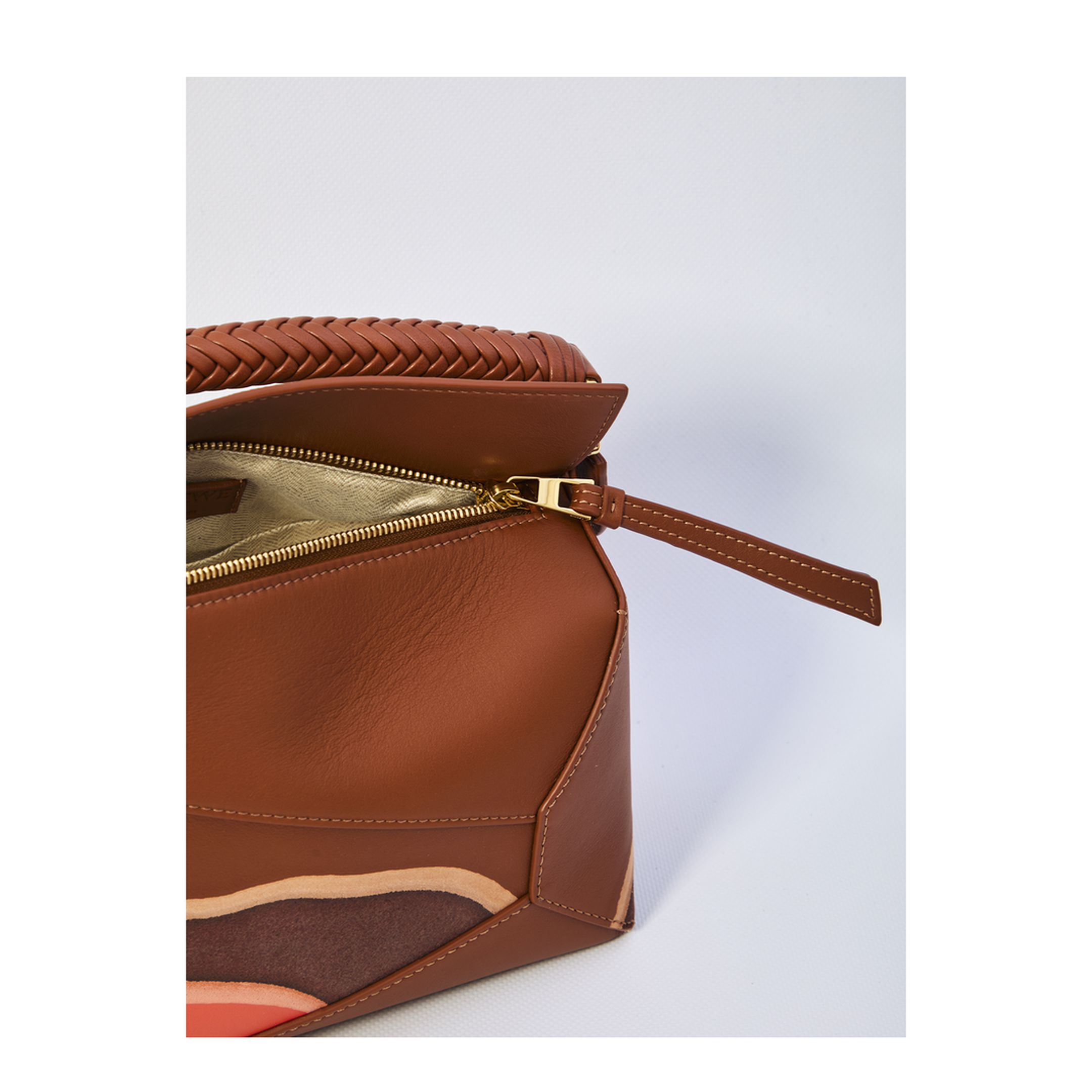 Puzzle Small Calfskin Shoulder Bags - Pecan/Parrot Pink - Image 4