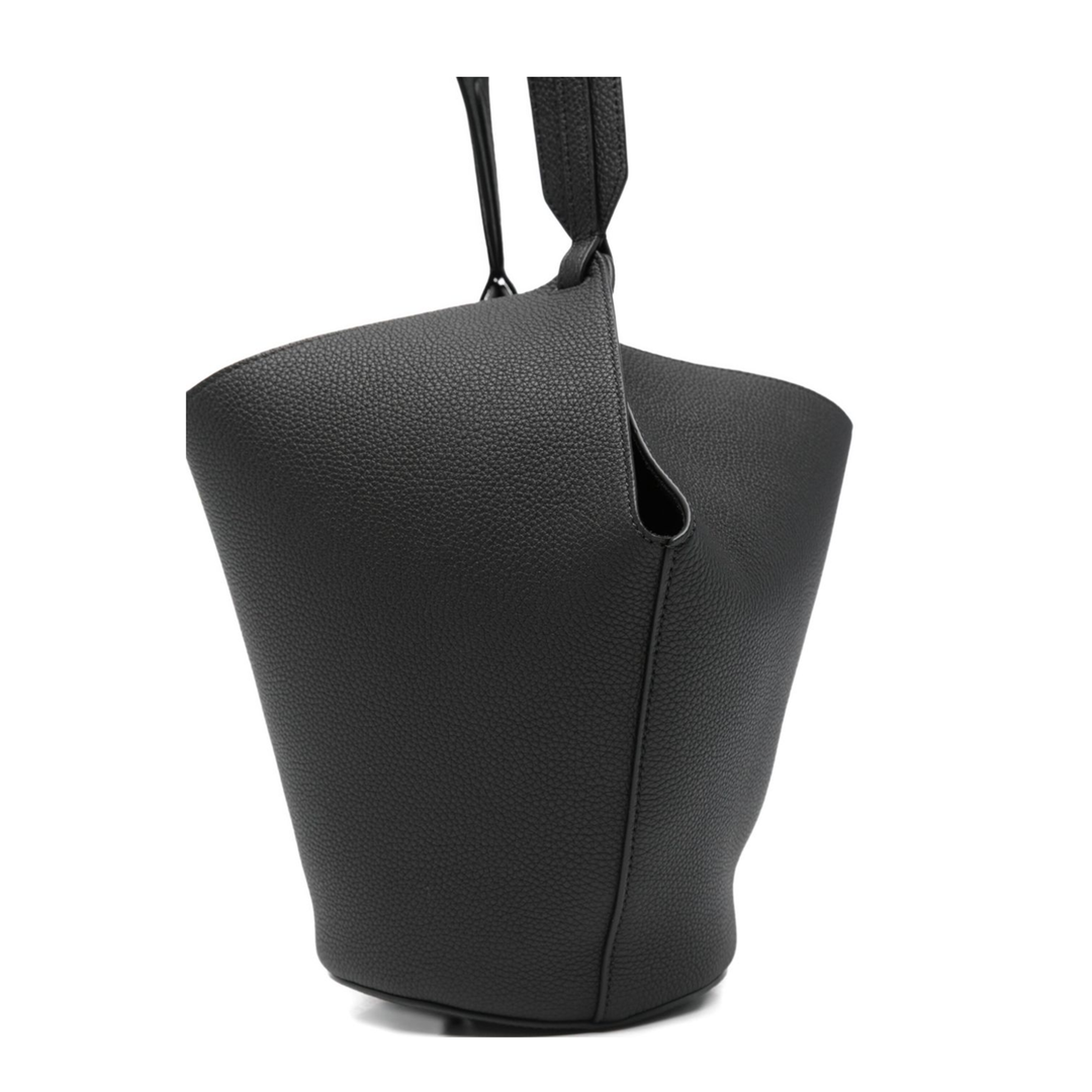 Lotus Chain Mini Grained Calf Leather Shoulder Bag - Black - Image 4