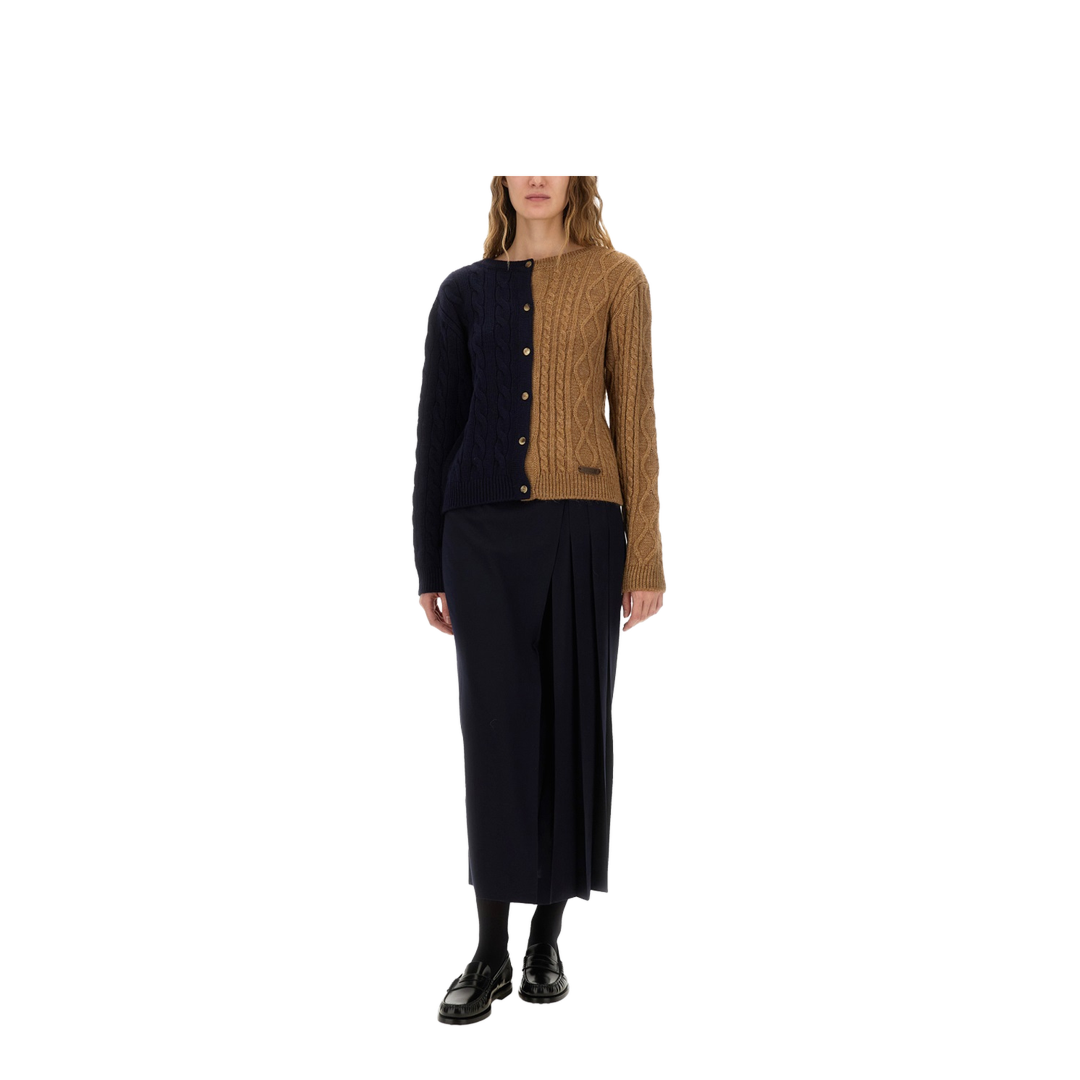 Two-Tone Alpaca Blend Cardigan - Image 2