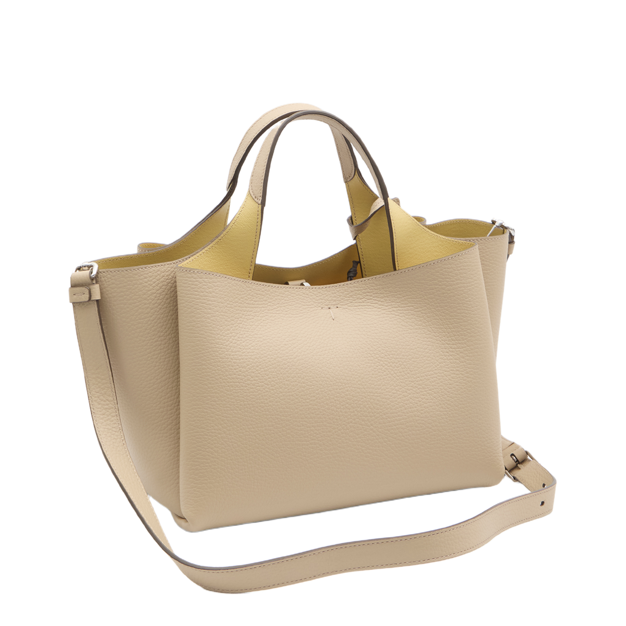 T Timeless Small Hammered Leather Mini Bag - Beige - Image 2