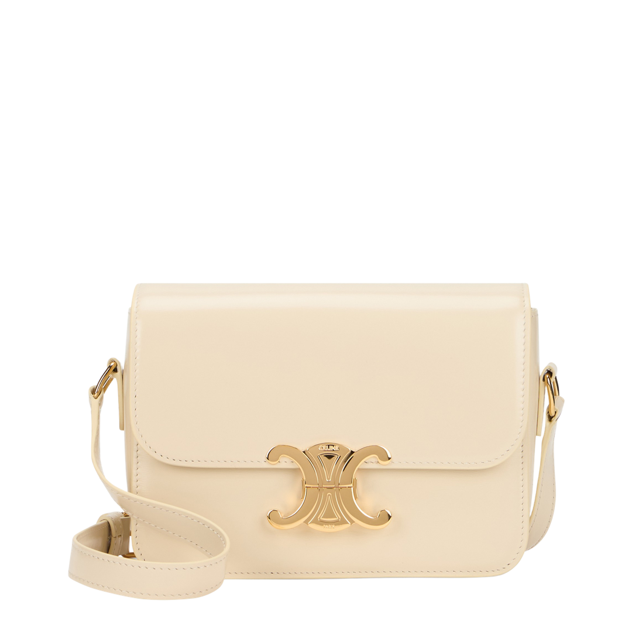 Triomphe Calfskin Shoulder Bag - Cream - Image 1