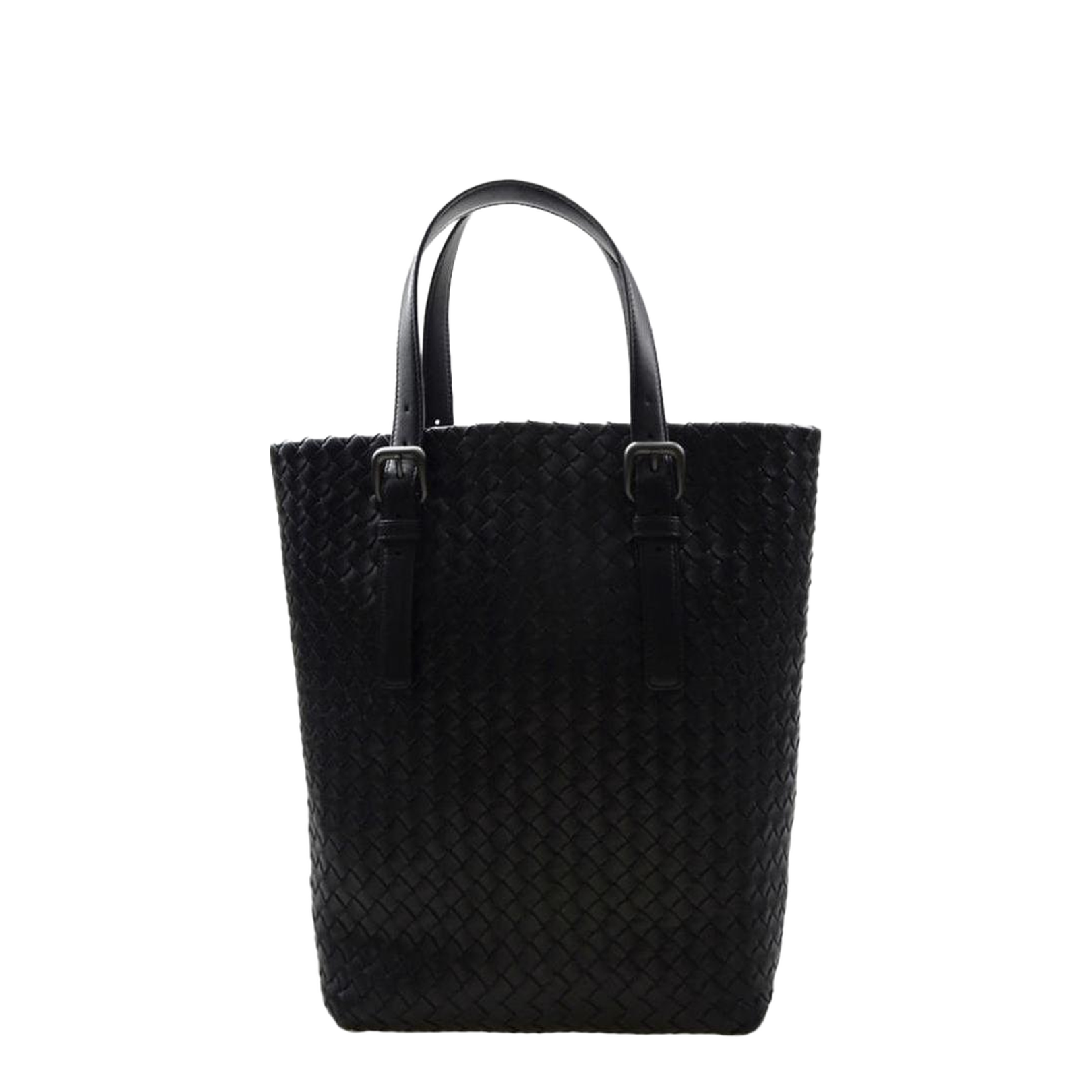 Intrecciato Leather Tote Bags - Black - Image 1