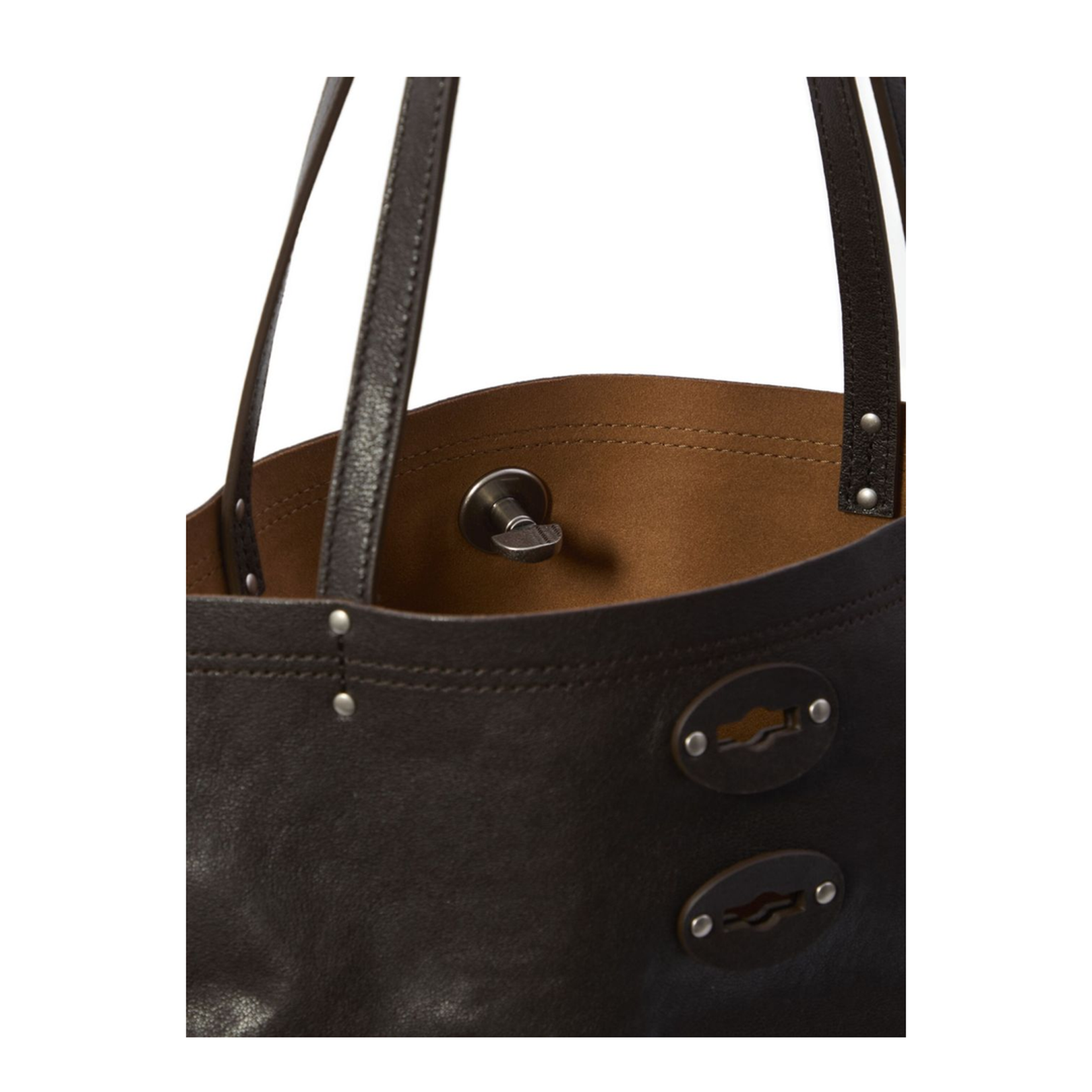 A’Spasso Medium Smooth Leather Bag - Brown Carbone - Image 4