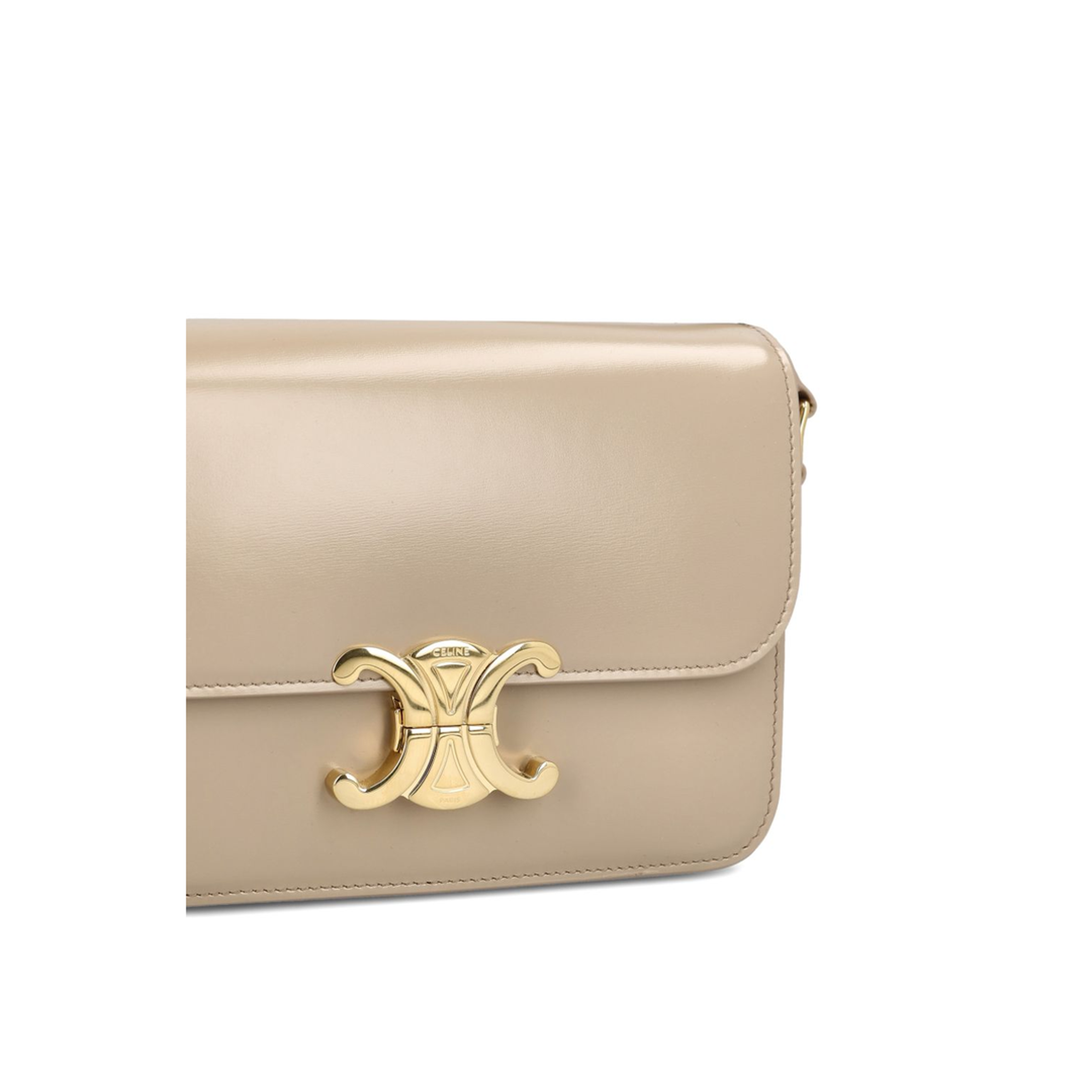 Triomphe Shiny Calfskin Crossbody Bag - Safari - Image 4