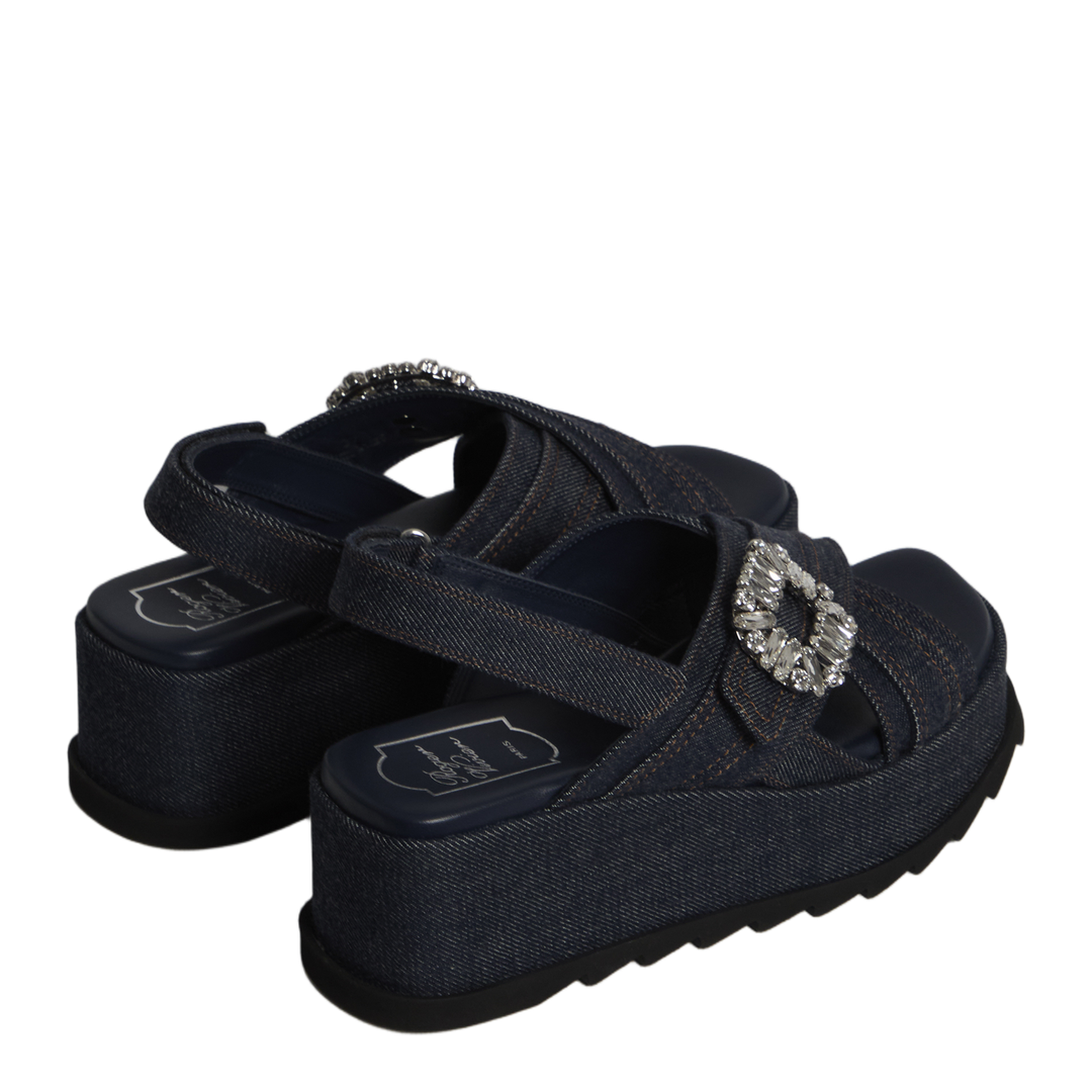 Denim Wedge Sandals - Image 3