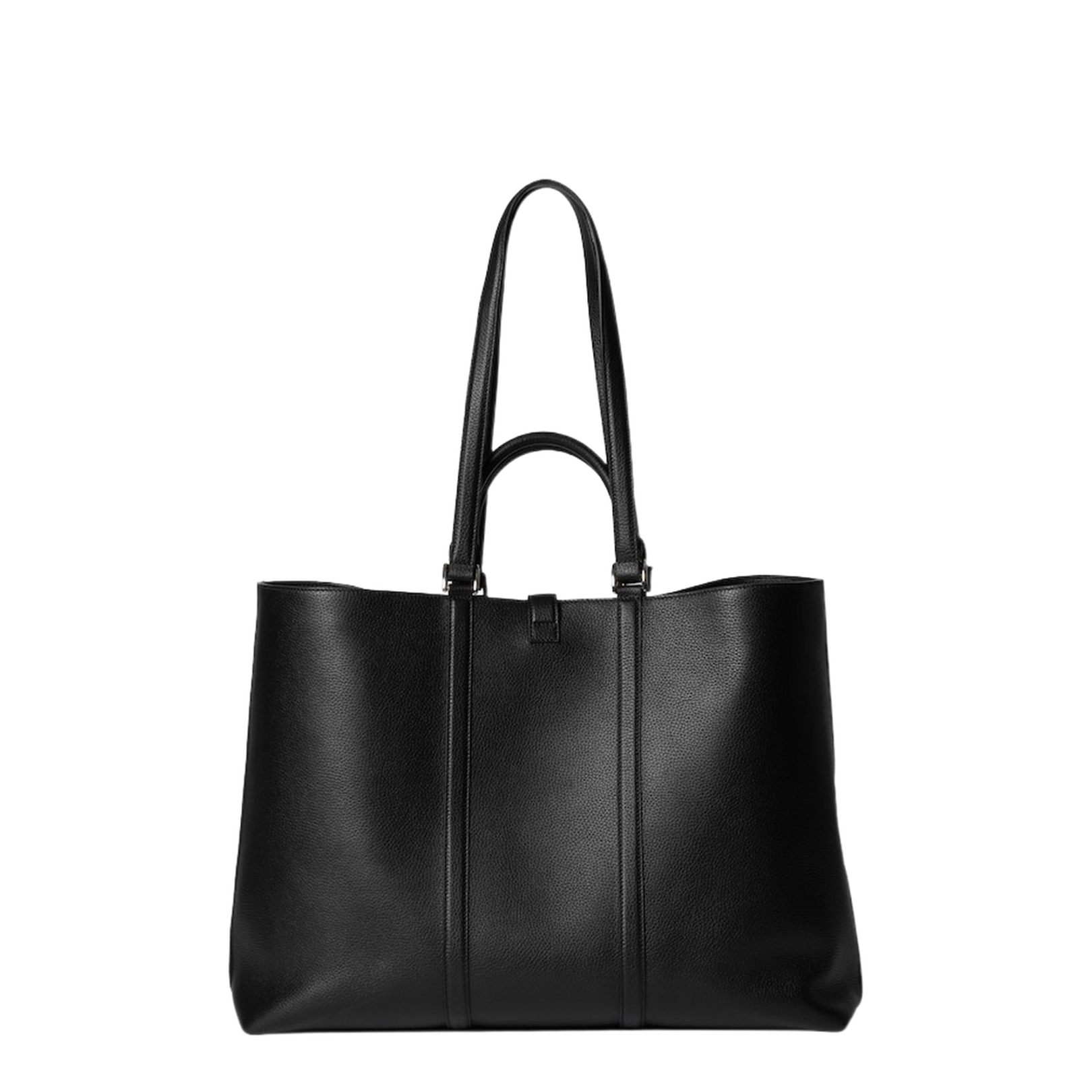 Maxi Leather Tote Bag With Web - Black - Image 5