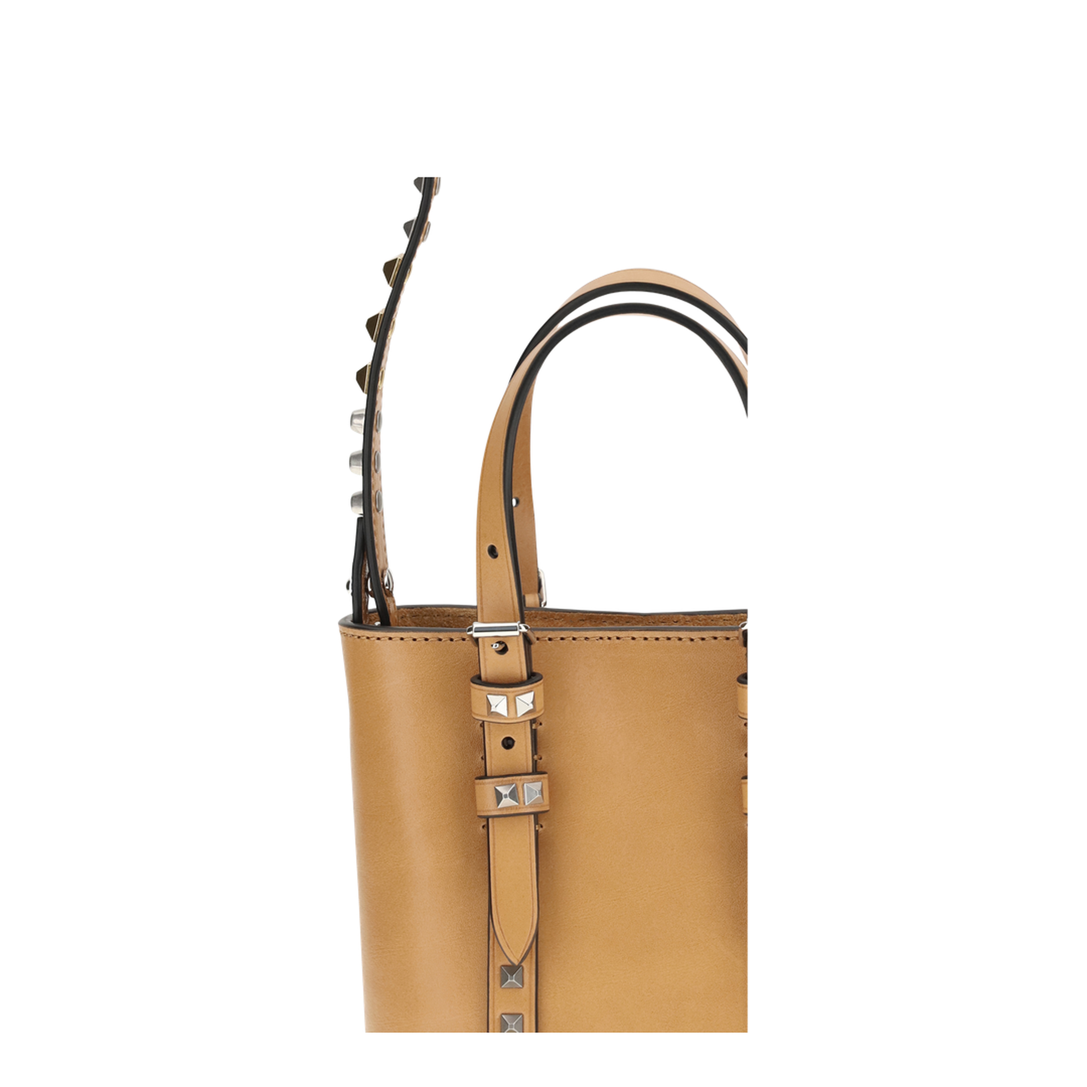 Rockstud Mini Calf Leather Bucket Bag - Golden Cuir - Image 4