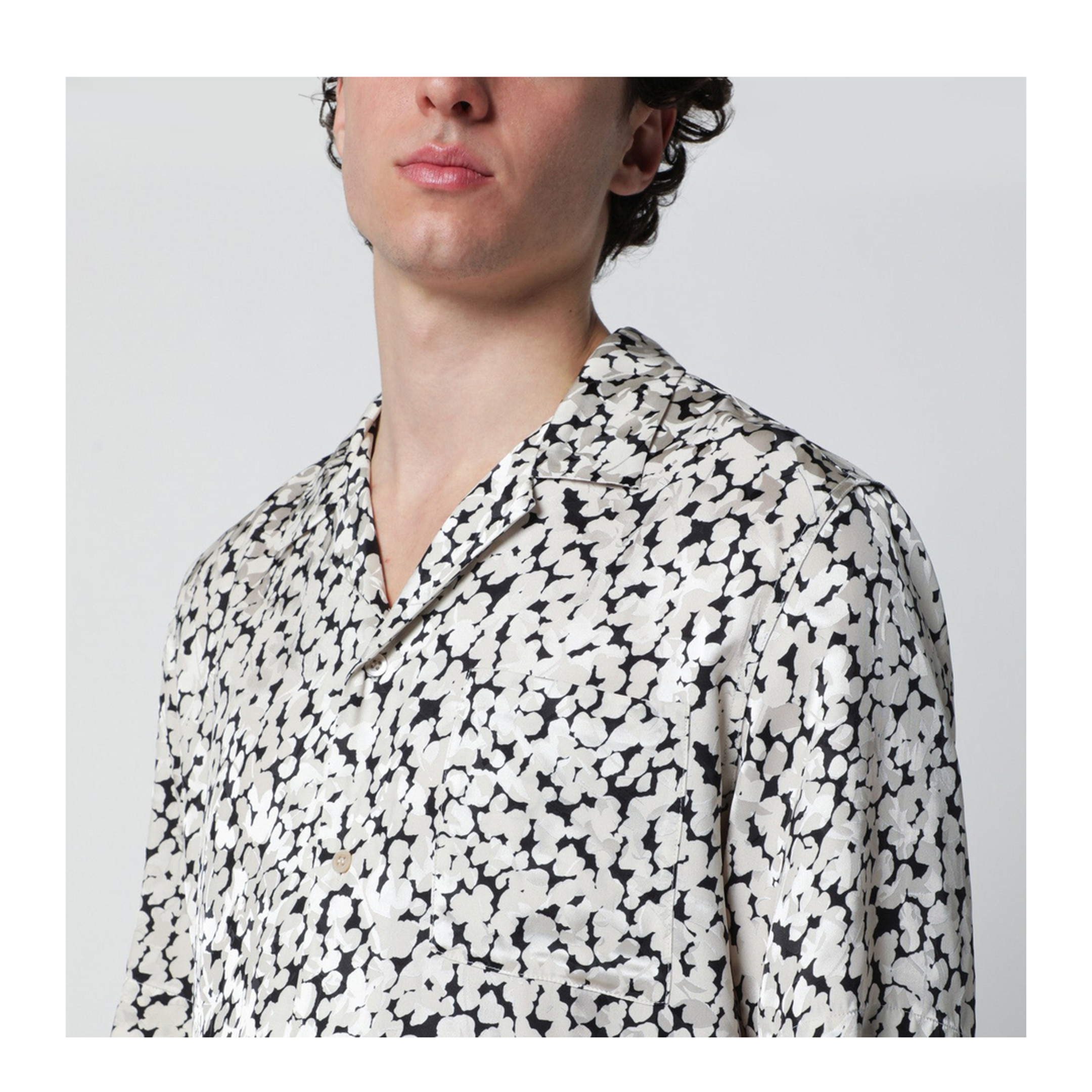 Viscose Shirt with Black/Ecru Pattern - Image 2