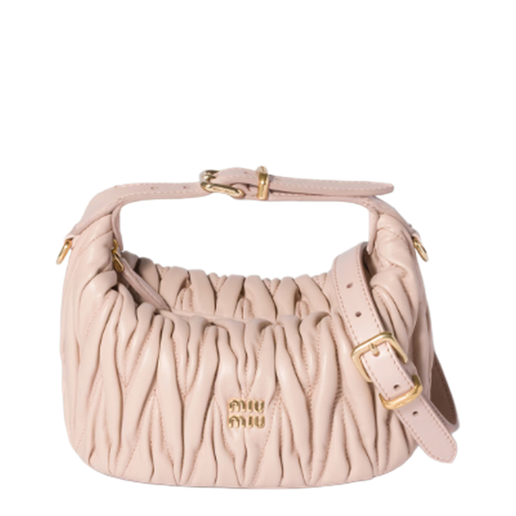 Matelassé Nappa Leather Pouch - Cipria - Image 1