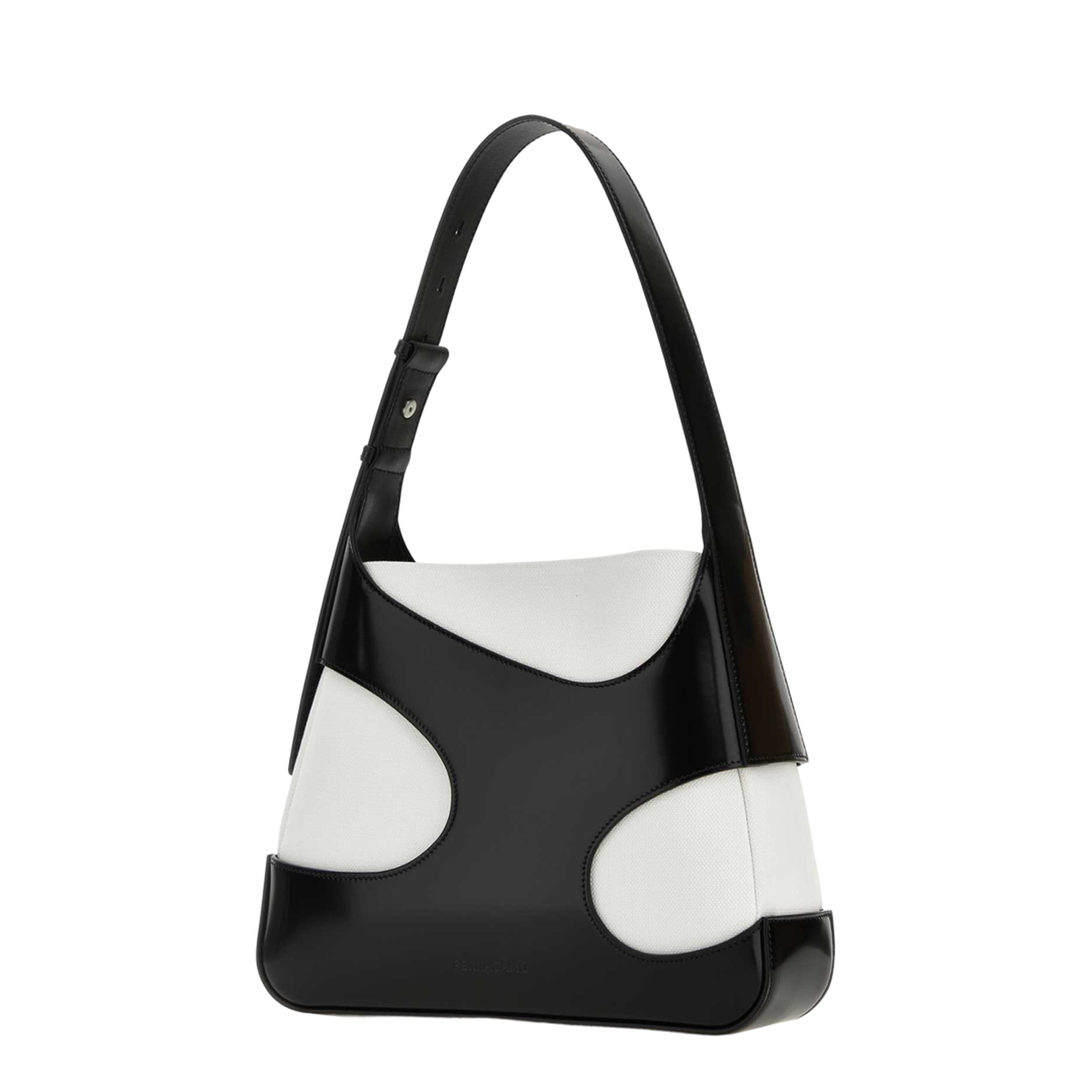 Two-tone Leather and Canvas Cut Out L Shoulder Bag - Image 2