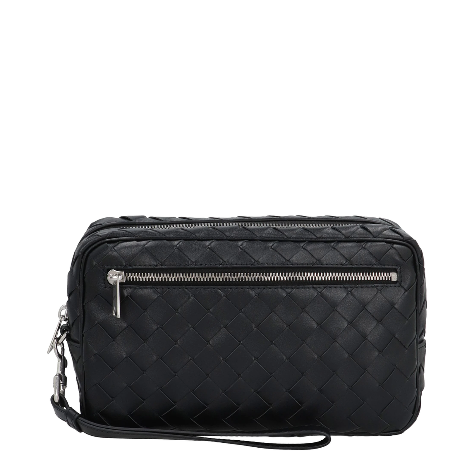Intrecciato Leather Pouch - Black - Image 2